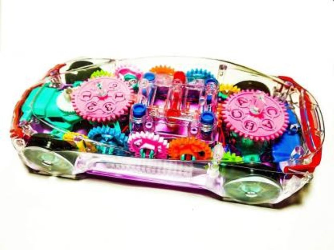 KMC KIDOZ Transperent Mechanical Car Toy for Kids with Gear Technology,3D Light,Musical Sound & 360 Degree Rotation for Kids Child Baby (Multicolor) (kmc1080)