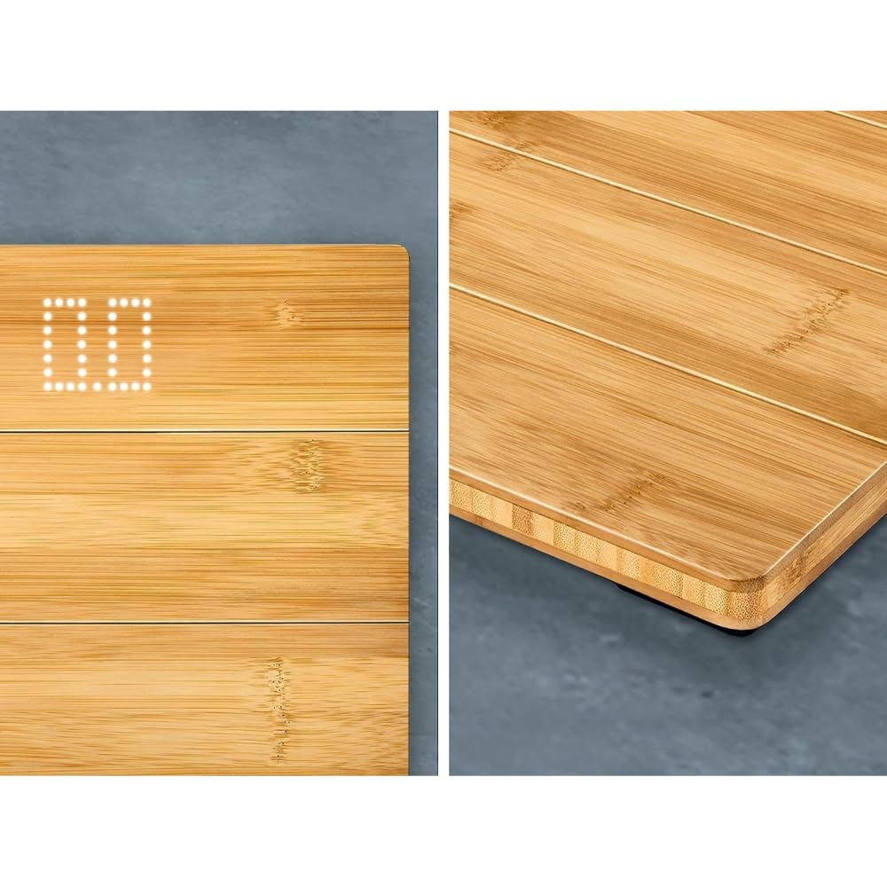 Soehnle Style Sense Bamboo Magic, digitale Holzwaage aus echtem Bambus, Waage mit unsichtbarem Display, top lesbare LED-Anzeige, Körperwaage für ein warmes Fußgefühl, Personenwaage bis zu 180 kg