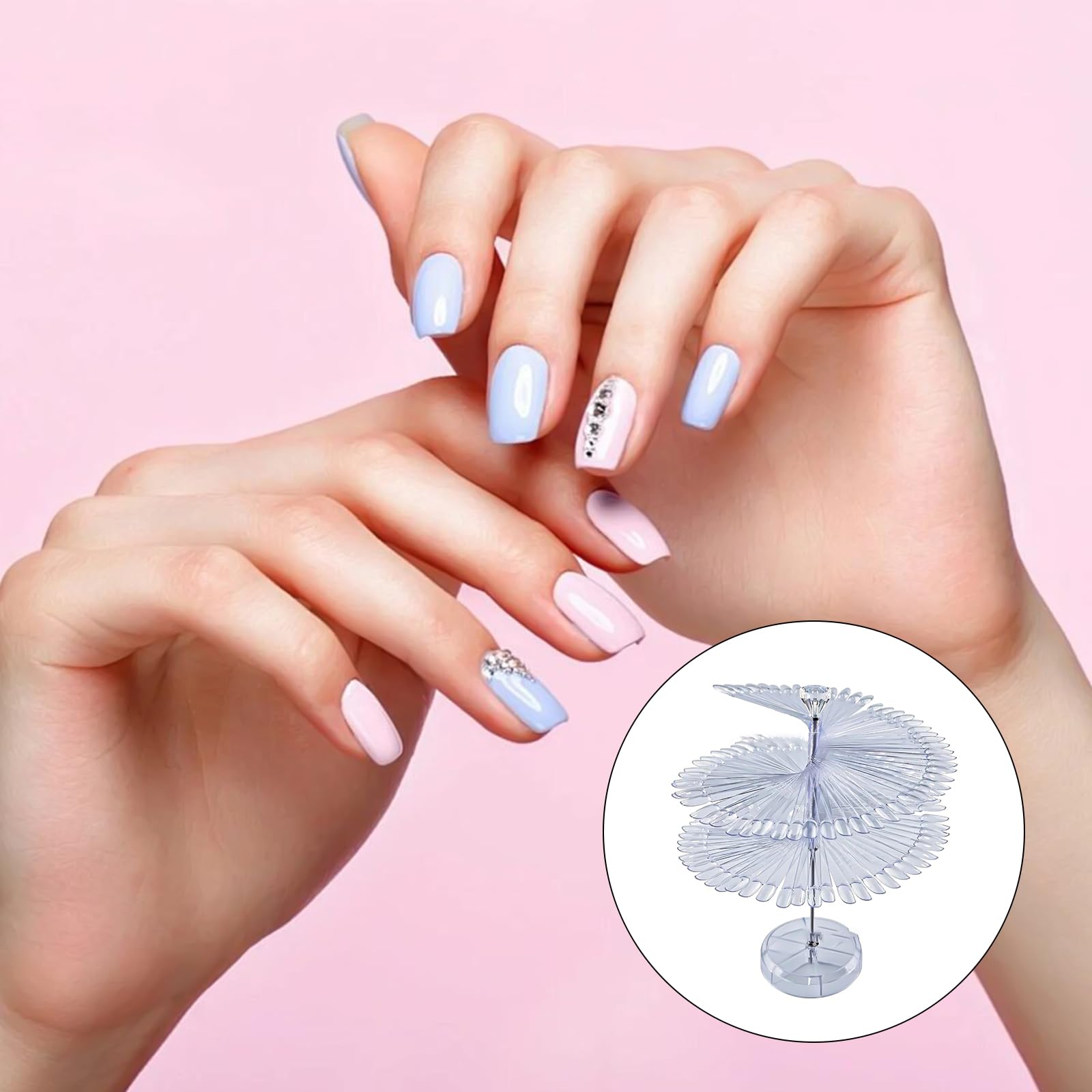 120 pezzi suggerimenti per espositori per unghie, espositore per unghie, per nail art, per la pratica, per la casa, fai da te, a spirale, per smalto gel UV (trasparente, rotondo)