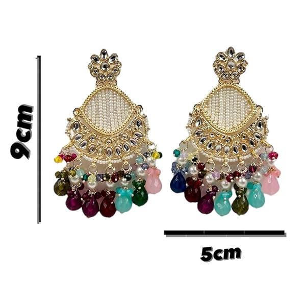 Multi crysrtal and pearls earrings - Image 6