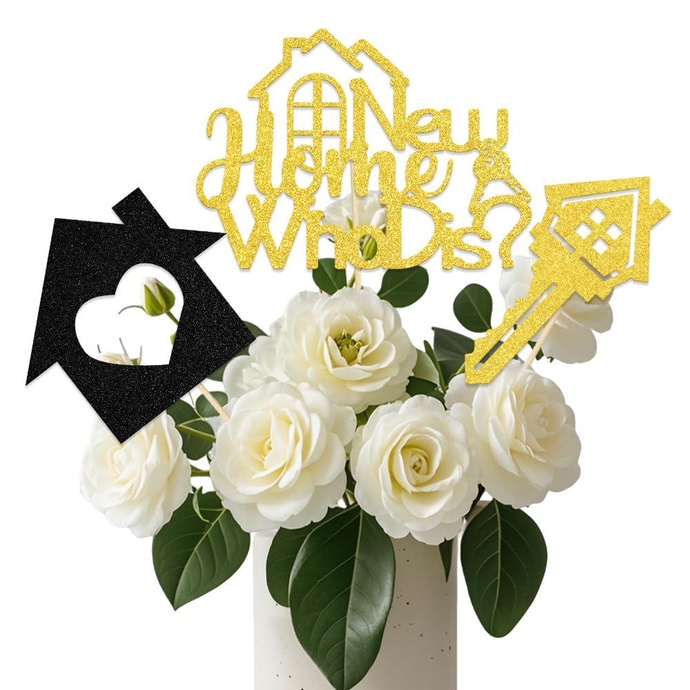 KEWUFD New House Who Dis Centerpiece Sticks New Home New Chapter Housewarming New House Family Party Decorations For Men Women 12 PCS