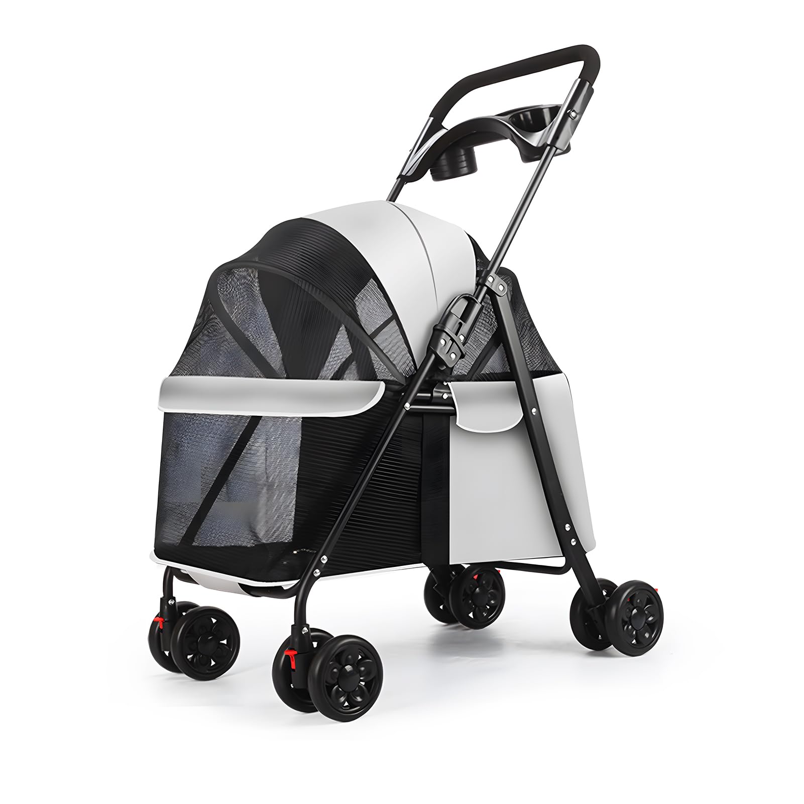 Somerway Pet Stroller, Dog Stroller, Pet Pram, Dog Pram, 4 Wheels Folding Pets Pushchair, Lightweight Travel Carrier for Small/Medium Dogs & Cats (Grey1)