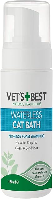 Vet's Best Waterless Cat Bath | No Rinse Waterless Dry Shampoo for Cats 150ml