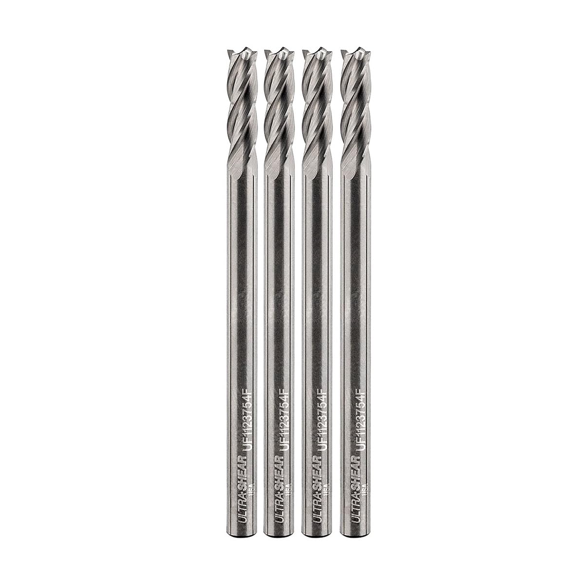 1/8 Inch End Mill, 1/8CD, 1/8SH, 1/2CL, 4 Flute, Solid Carbide, 4 Pk, USA Made CNC Cutting Bits for Roughing & Finishing - Square End - UF1118504F