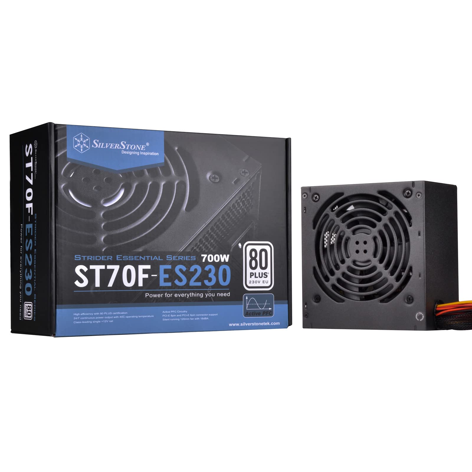 Silverstone SST-ST70F-ES230 – Strider Essential Serie, 700 W 80 Plus 230 V EU ATX alimentatore silenzioso per PC con ventola da 120 mm