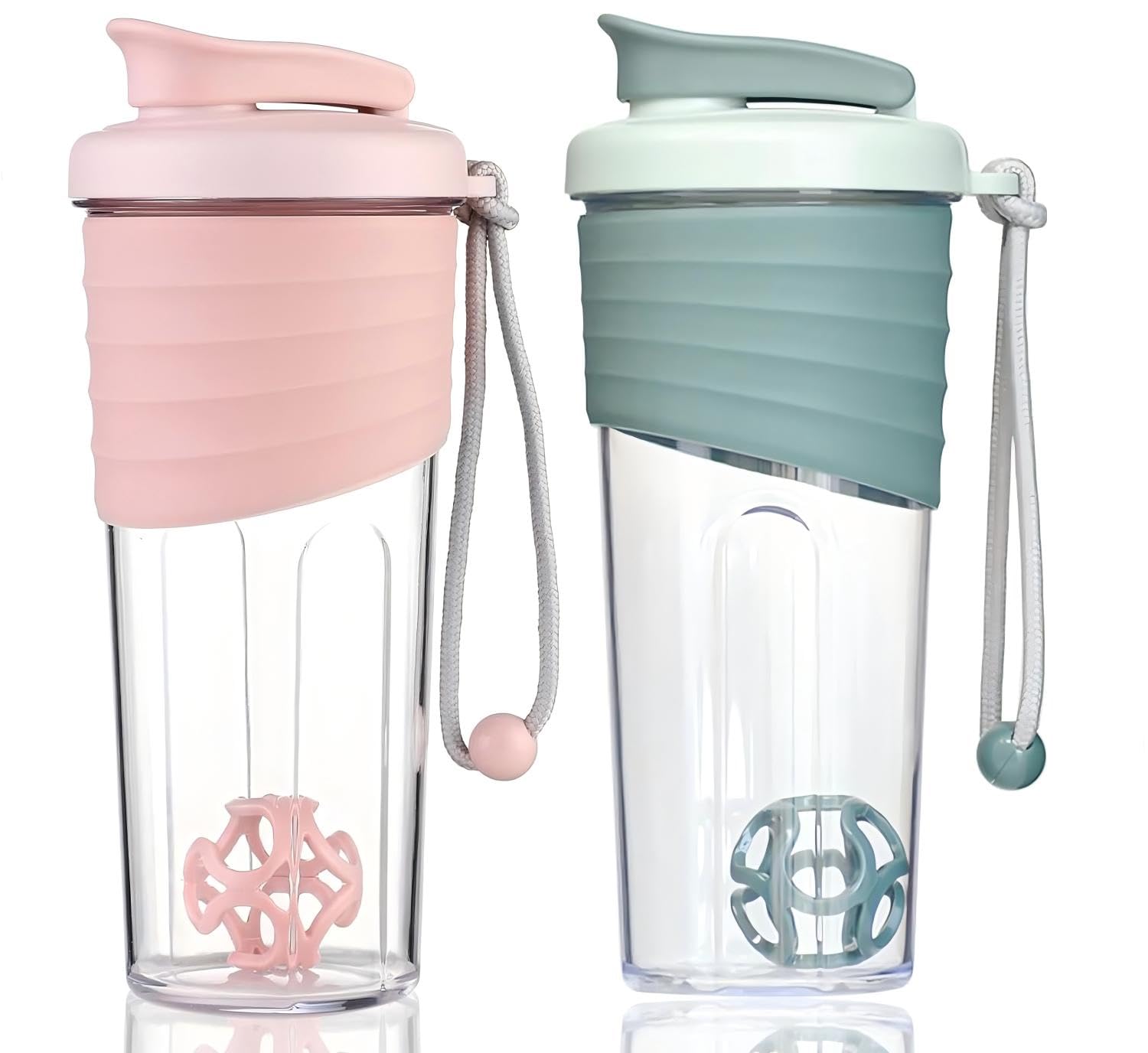Lot de 2 bouteilles shaker pour mélanges protéinés, 710 ml – Bouteilles shaker protéinées avec boule fouet, bouteille mélangeuse, bouteille protéinée, gobelet shaker portable pour boissons