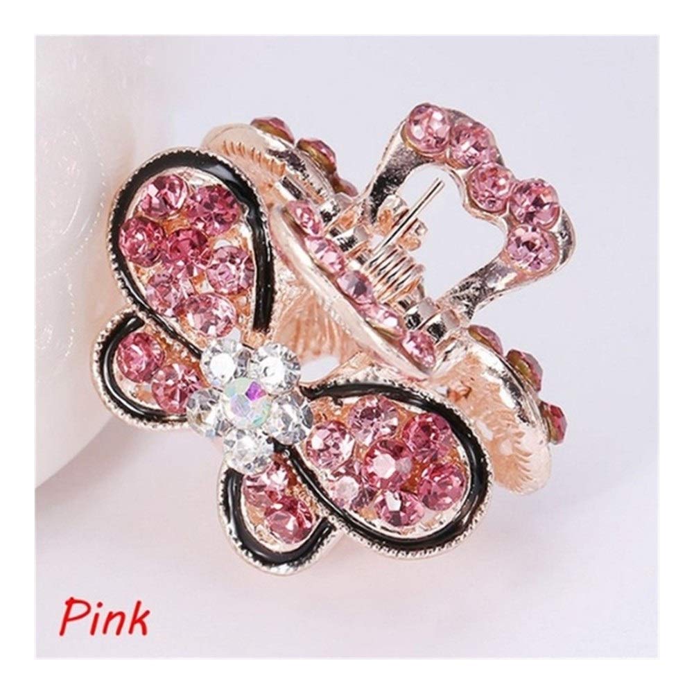 chenran Fashion Women Crystal Rhinestone Mini Butterfly Hair Claws Clamp Hair Clips Girl Hair Accessories Headwear Hair Clips (Color : Pink)