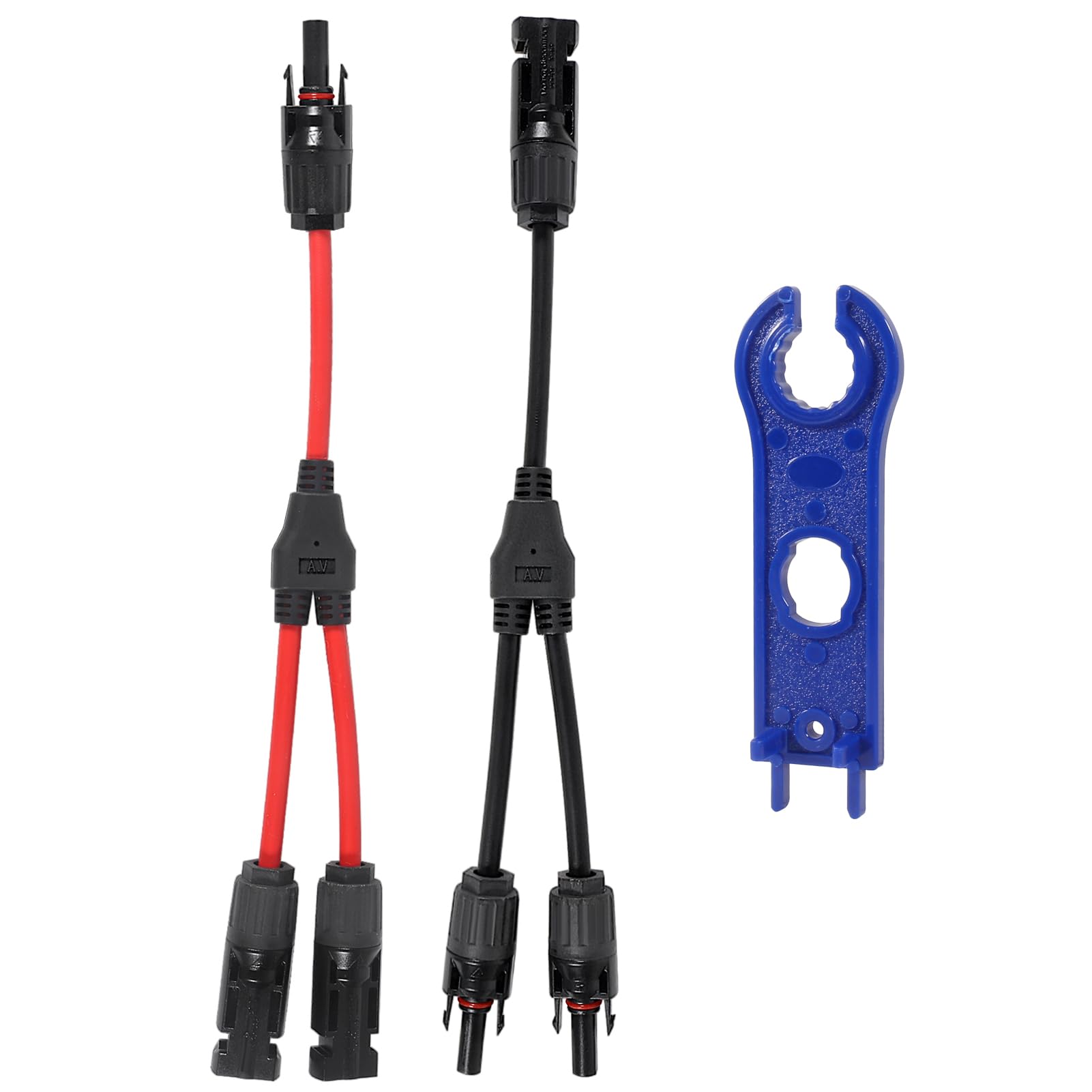 Dorhea Men's Black/Red 2 Pcs Solar Cable Y-Splitter Parallel Adapter 1 To 2 Solar Panel Y Plug Cable Connector For Solar Panel Extension Cable Parallel Photovoltaic Connector Charging