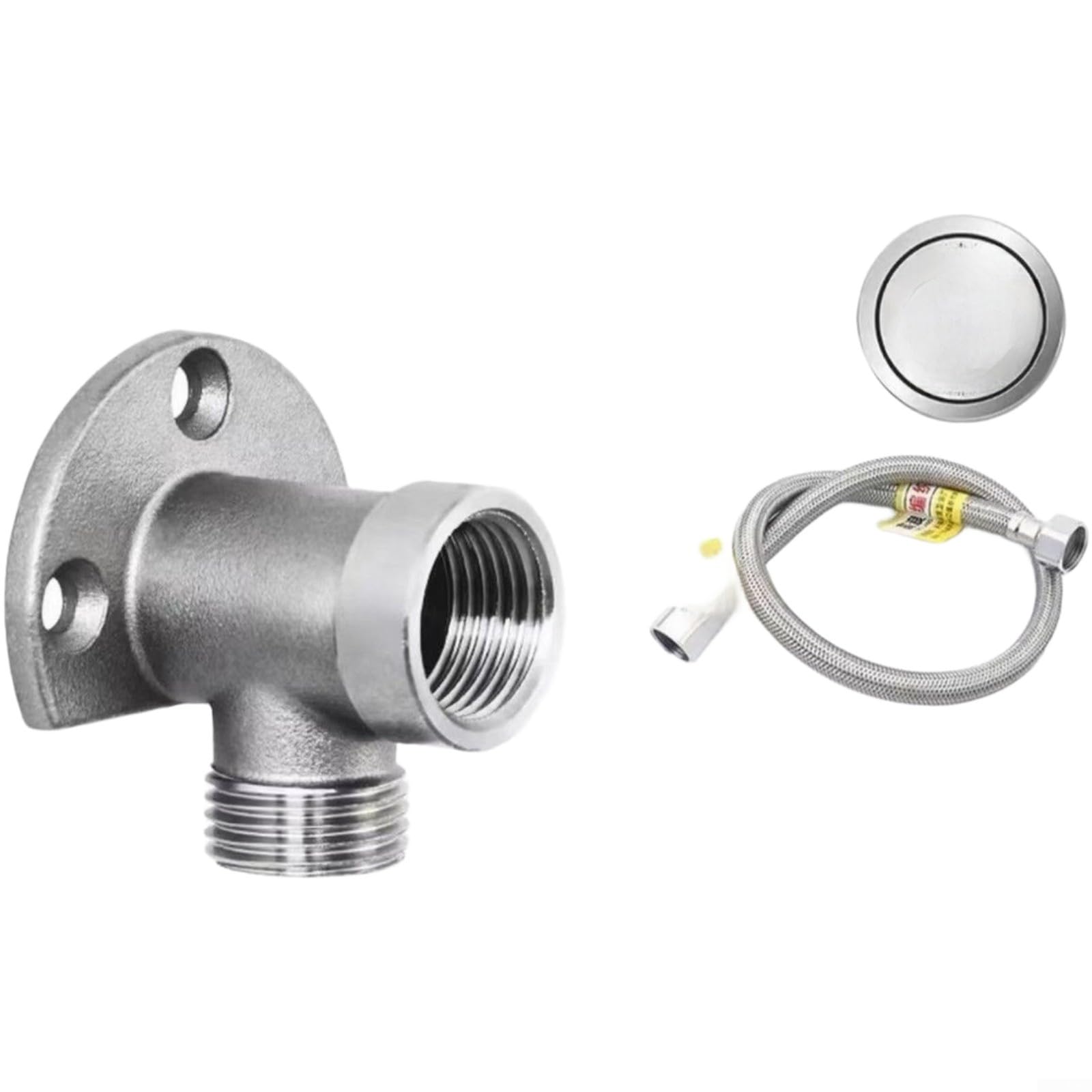 Soporte de grifo de montaje en pared de acero inoxidable, 4 pulgadas para grifo de base convertible, soporte inoxidable 304 para lavabo de baño y válvula de lavadora, plateado (B)