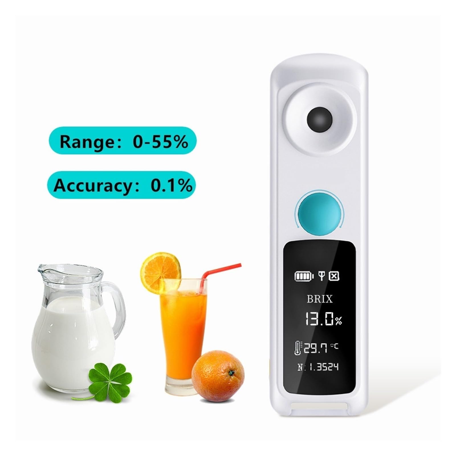 Probador De Refractómetro Automático Azúcar Miel 6 En 1, Densímetro Café, Medidor Concentración Línea Bluetooth MedicióN De PrecisióN(0-55)