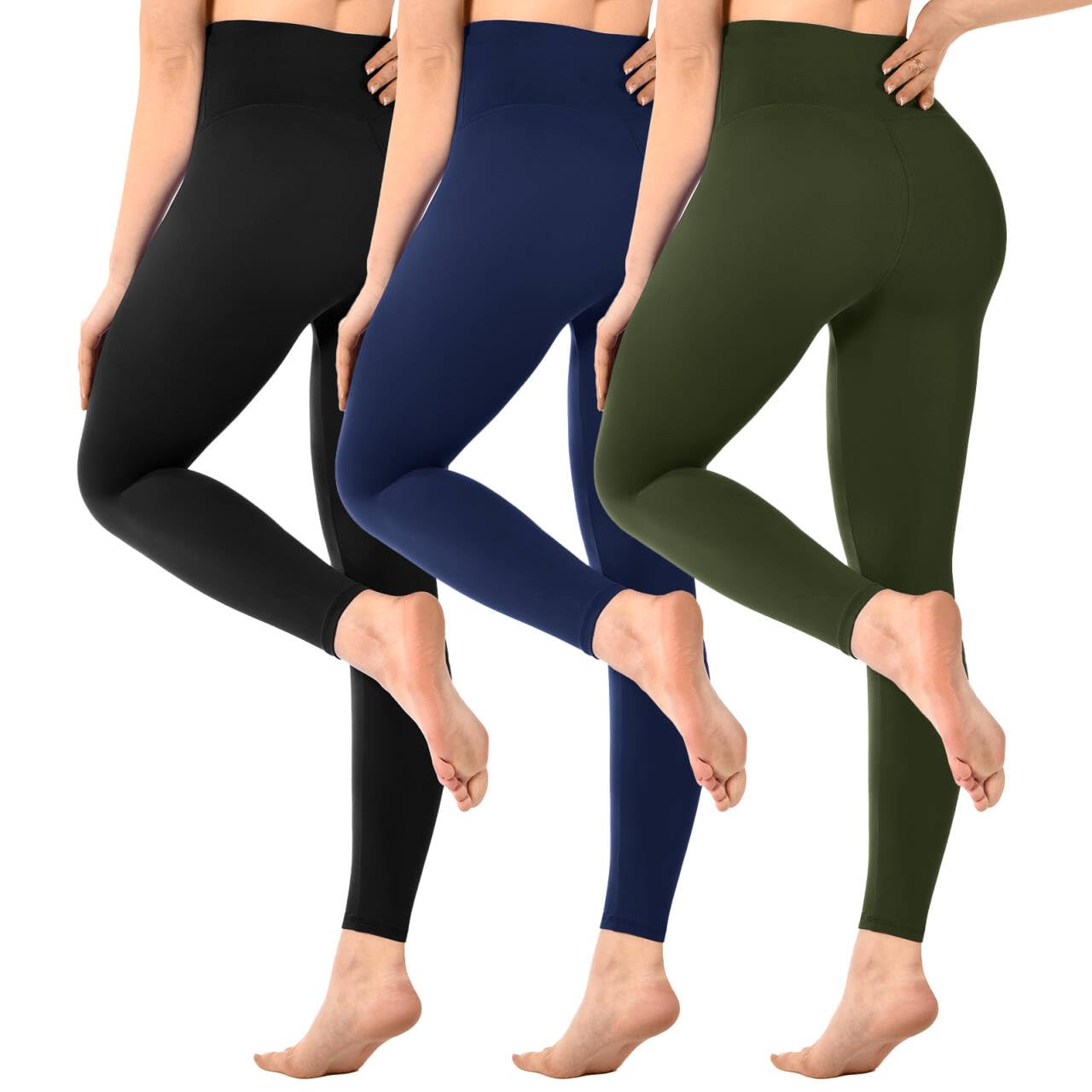 SINOPHANT 3er Pack Leggings Damen High Waist, Blickdicht Schwarze Leggings für Gym Yoga Sport