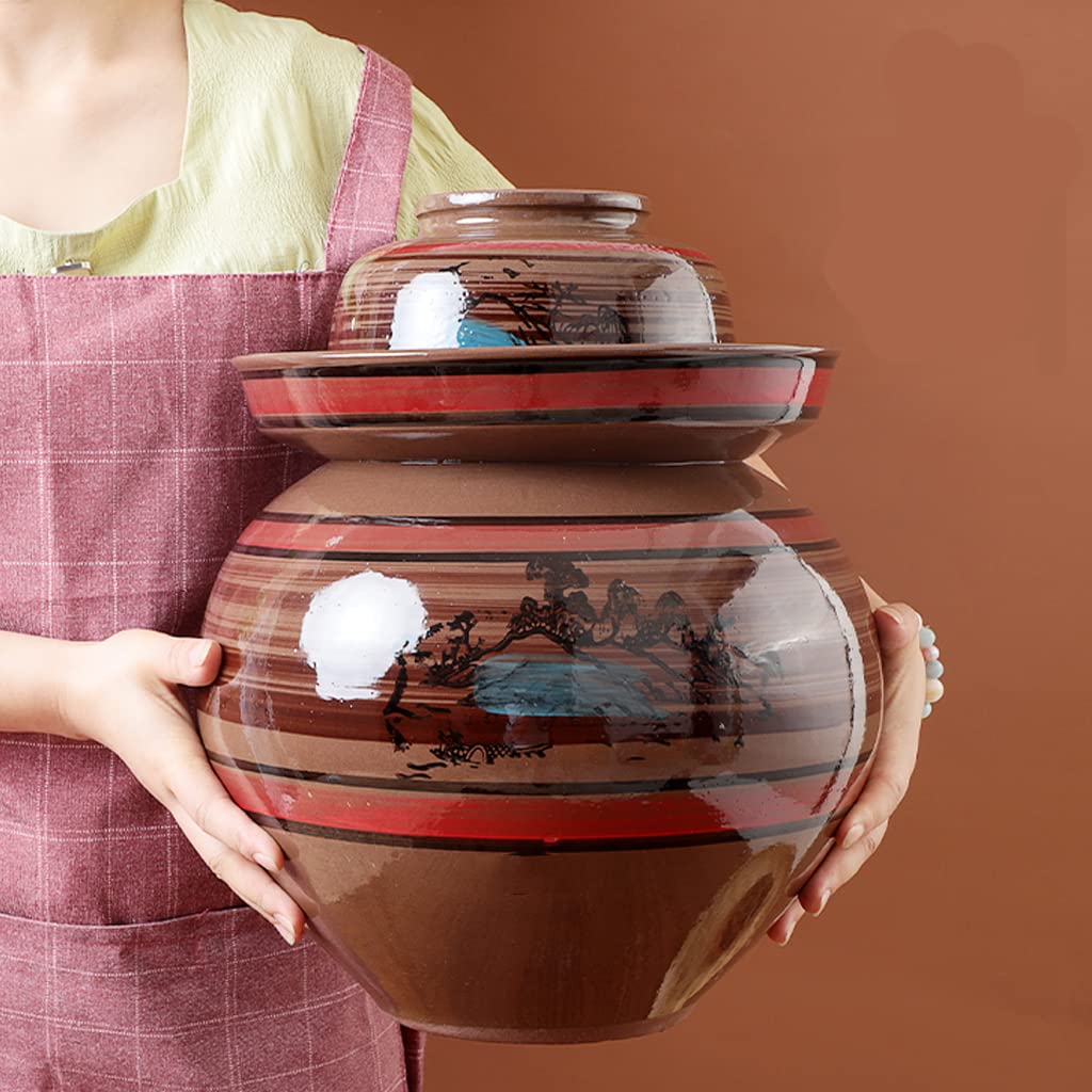 pojemnik do fermentacji. Tradycyjny chiński porcelanowy ceramiczny garnek fermentacyjny do marynowania, słoik fermentacyjny z uszczelką wodną pokrywką śluzy kamionkowej(5.5KG)