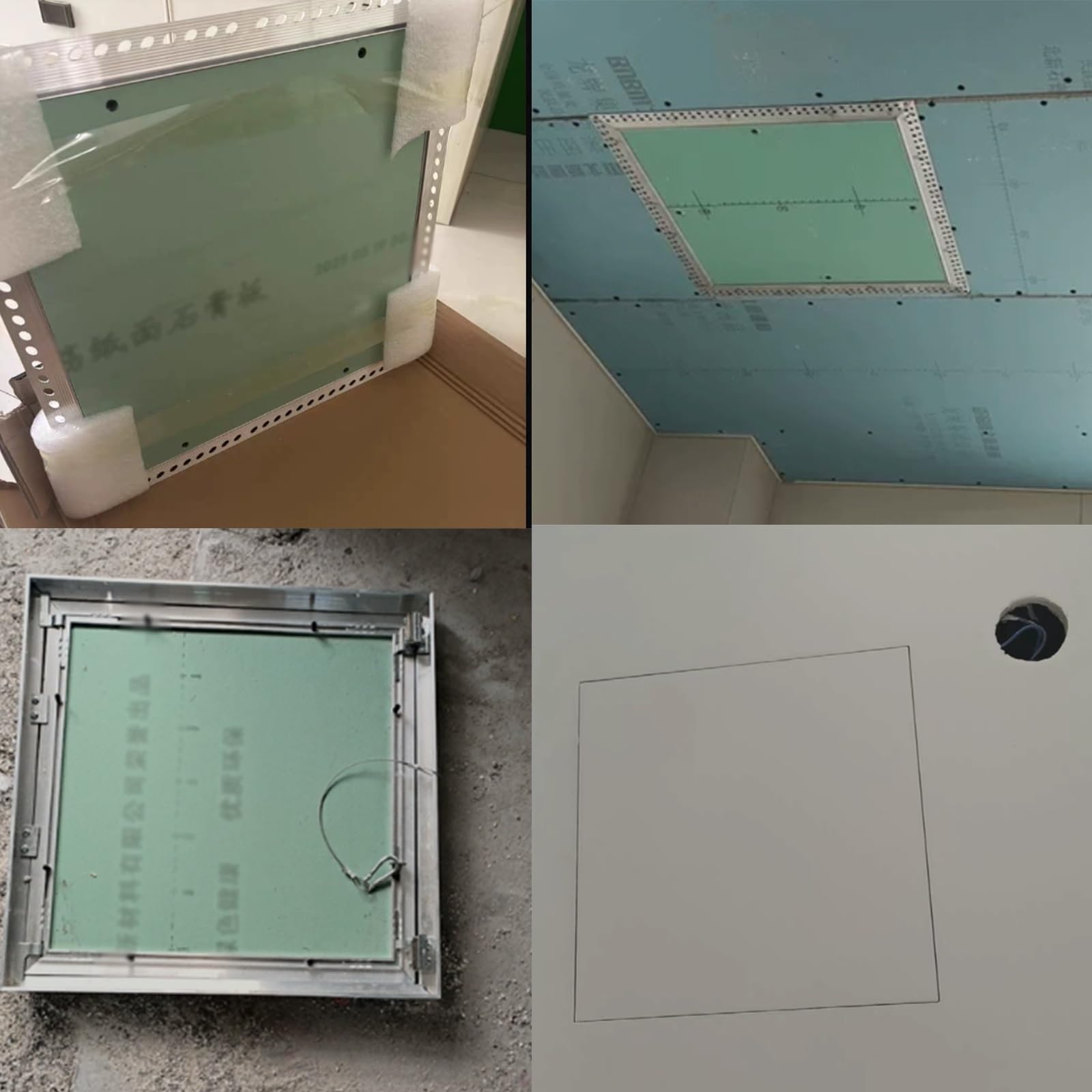 Panel Rewizyjny do Płyt Gipsowo Kartonowych, Aluminiowy Panel Rewizyjny | Drzwi Rewizyjne do Płyt Gipsowo Kartonowych, Linka Bezpieczeństwa do Zamaskowania Rur i Okablowania(25x25cm/10x10in)