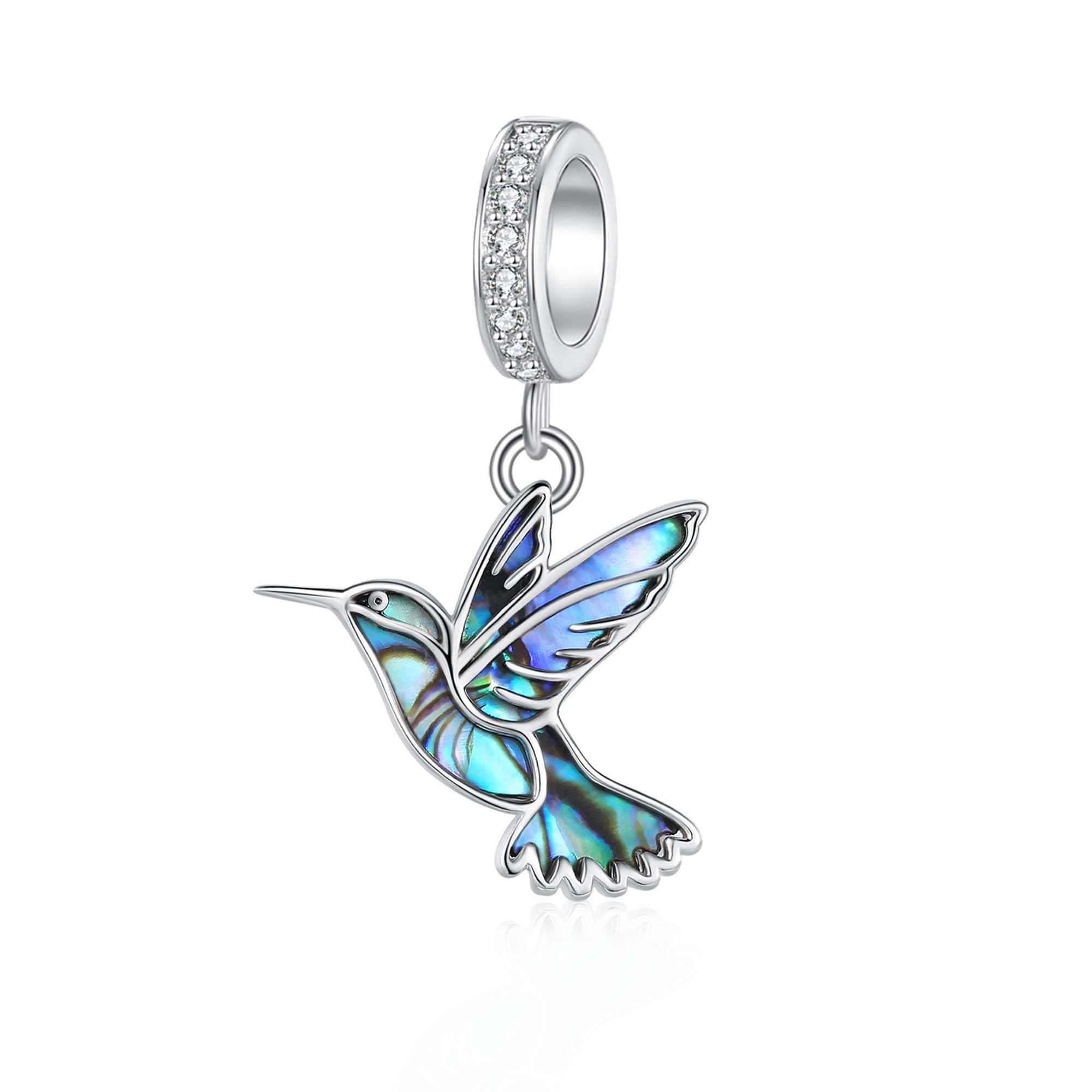 DAYLINLOVE Kolibri Charm S925 Sterling Silber Kolibri Perlen Geschenke Süßer Vogel Schmuck für Frauen Kolibriliebhaber