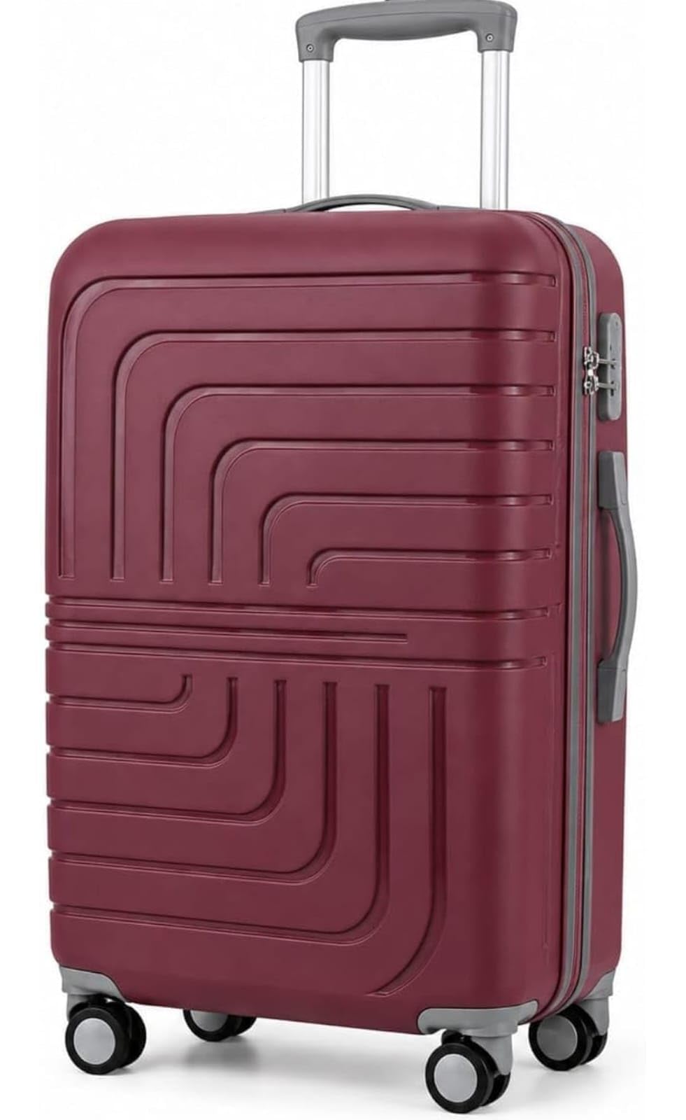 Hard Shell Trolley Suitcase for Travel | 360° Spinner Wheels Lightweight Luggage Bag with Telescopic Handle & Secure Lock System | Cabin & Check-in Travel Suitcase (Maroon)-picture-12