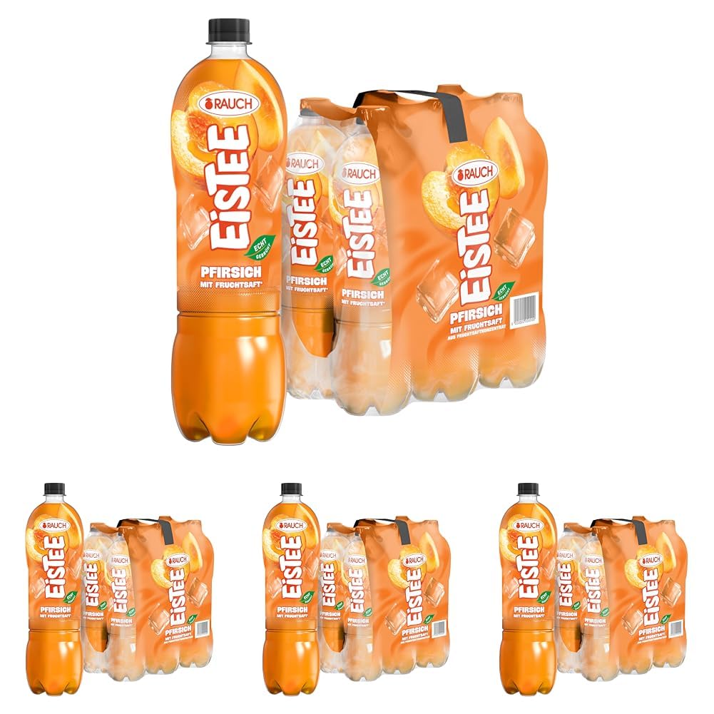 Rauch Eistee Pfirsich | Eis Tee par Excellence mit Hagebutte | Ideal für Tee Trinker | Unwiderstehlicher Durstlöscher | 6x 1,25 Liter PET Flasche (Packung mit 4)