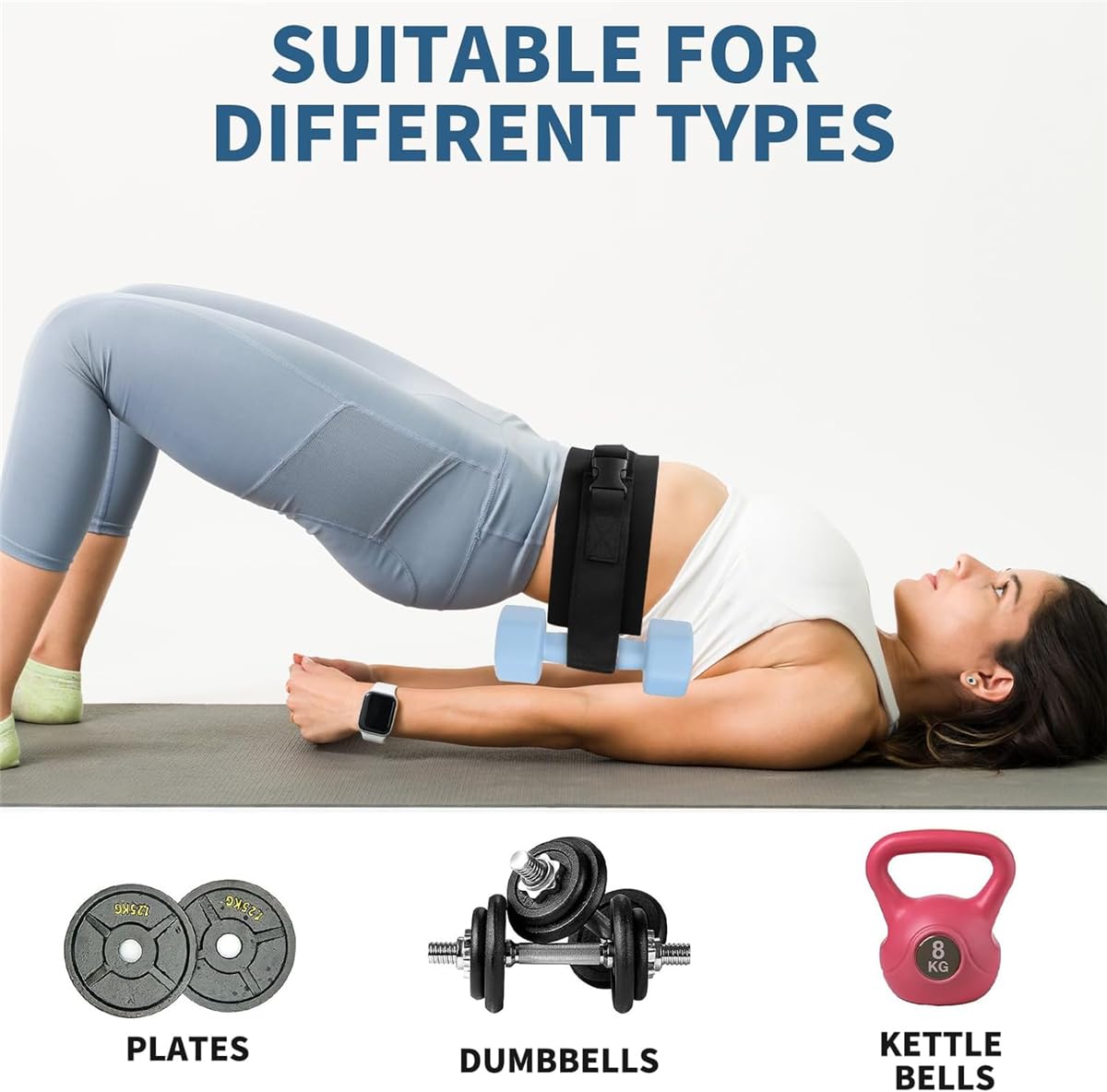 Ceinture De Poussée De Hanche – Rembourrage EVA, Support Jusqu’à 22,7 Kg, Pour Fessiers, Squats, Fentes