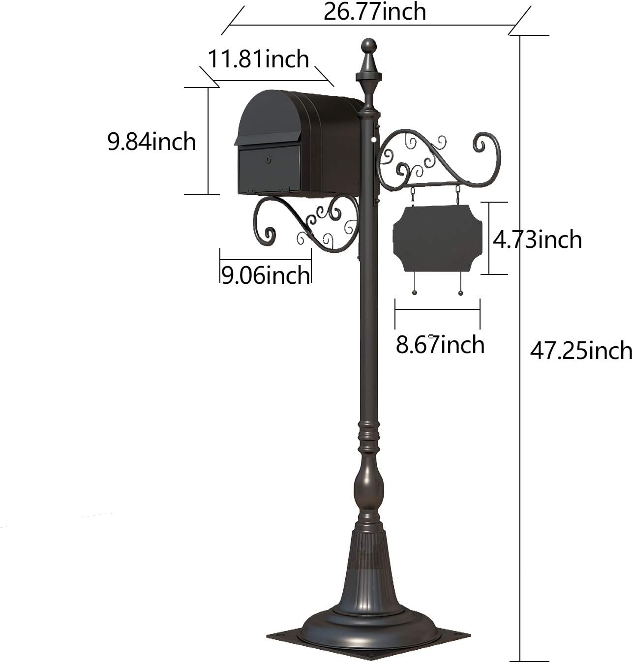 Flаѕh Dеаlѕ - 80% оƒƒ AXDT Avenues Large Mailbox & Post Black Rust Resistant Metal Heavy Duty Mailbox Includes Address Plaque, Scroll & Mounting Hardware with Ball Finial(Black) Nеw Arrіvаlѕ AXDT Avenues Large Mailbox & Post Black Rust Resistant Metal Heavy Duty Mailbox Includes Address Plaque, Scroll & Mounting Hardware with Ball Finial(Black)