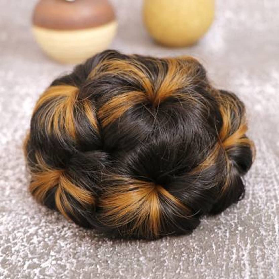 VIEWS Designer Golden Highlighted Hair Juda Bun Claw Clip in Hair Accessories Extensions & Wigs