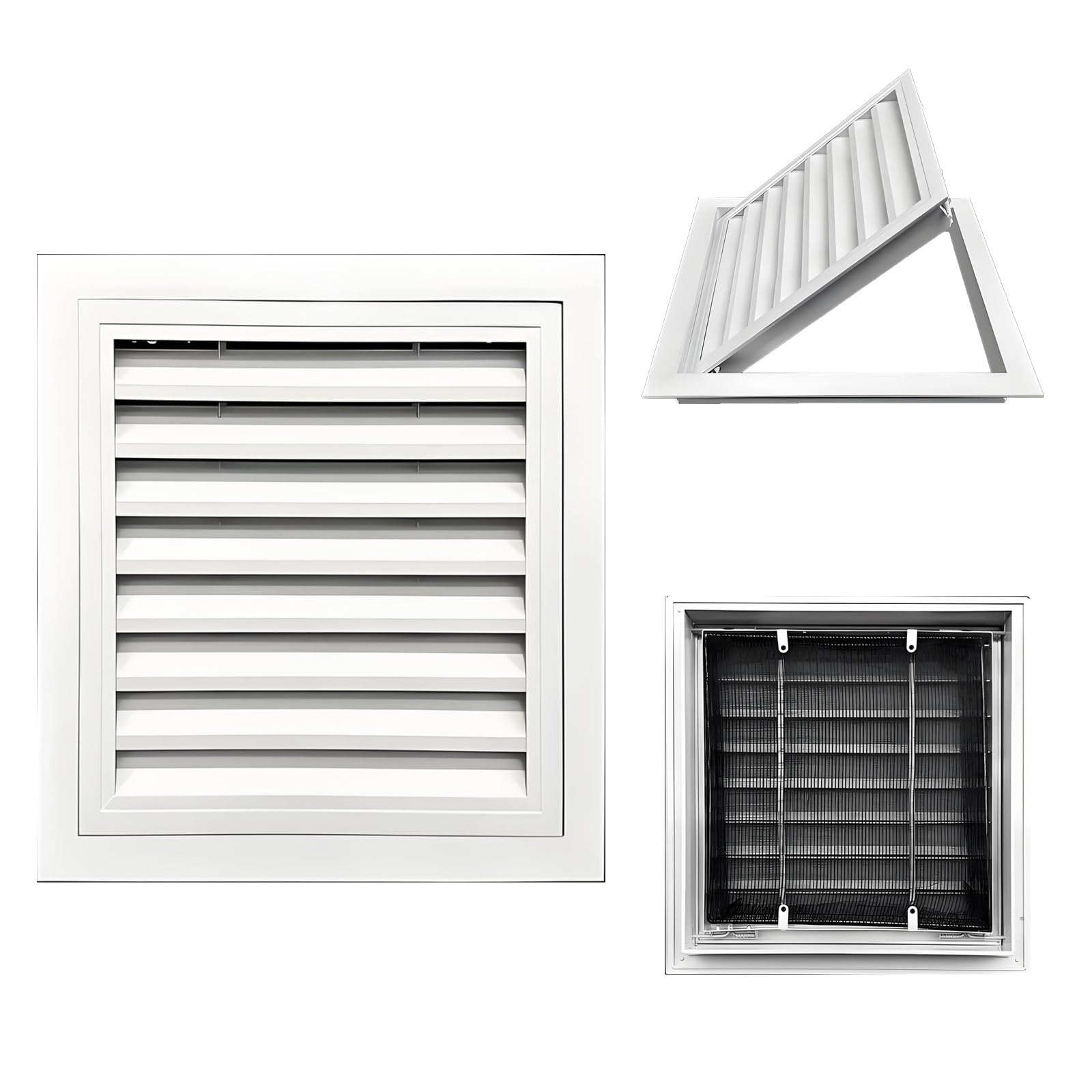 Aluminium-Rückluftgitter mit abnehmbarem Filternetz, 45 Grad, feste Lüftungsschlitzabdeckung für Deckenwand, Badezimmer, Wohnmobil, Dachbodensysteme, 15,2 x 15,2 cm, Schwarz