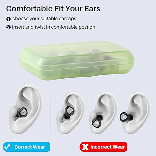 Miniatura 5 de Tapones para los oídos para dormir, con cancelación de ruido, reutilizables, de silicona suave, con bloqueo de ronquidos, con estuche de