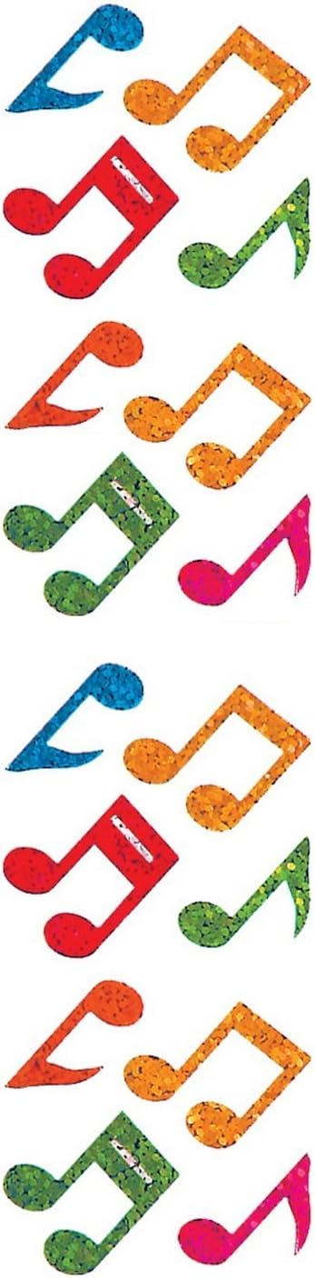 Jillson Roberts Prismatic Stickers, Mini Musical Notes, 12-Count (S7121)