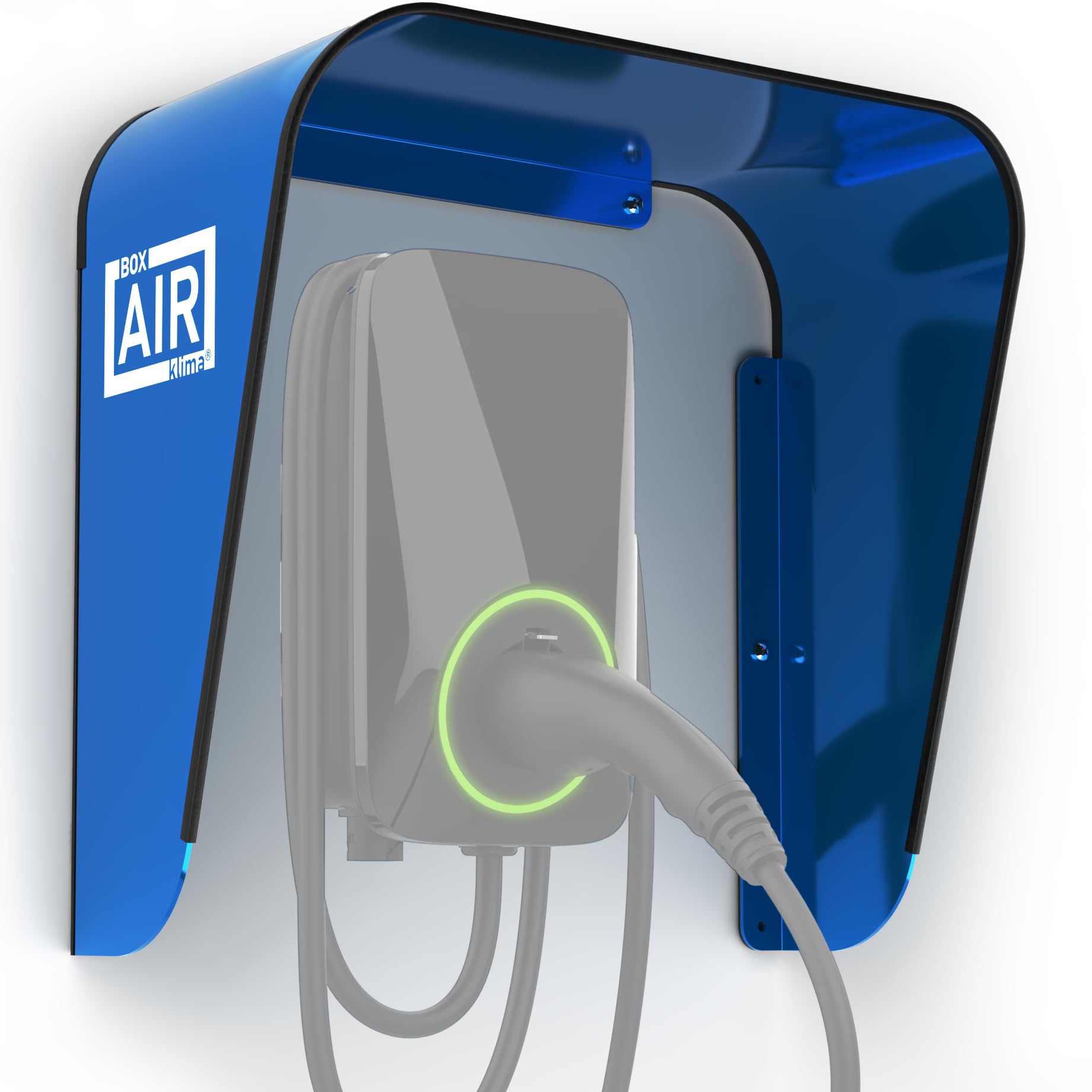 Pokrowiec na Wallbox | Aluminiowa stacja ładująca do stacji ładującej do samochodów elektrycznych | dach przeciwdeszczowy, ochrona przed słońcem i promieniowaniem UV (niebieski, S)
