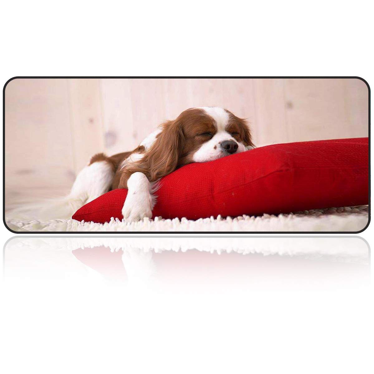 Qisan Large Gaming Mouse Pad Extended Size Mousepad for Computer Desktop PC Laptop 31.5"x11.8"x0.15" Keyboard Pad Desk Pad with Anti-Slip Rubber Base | Large Desk Mat for Keyboard and Mouse-Puppy