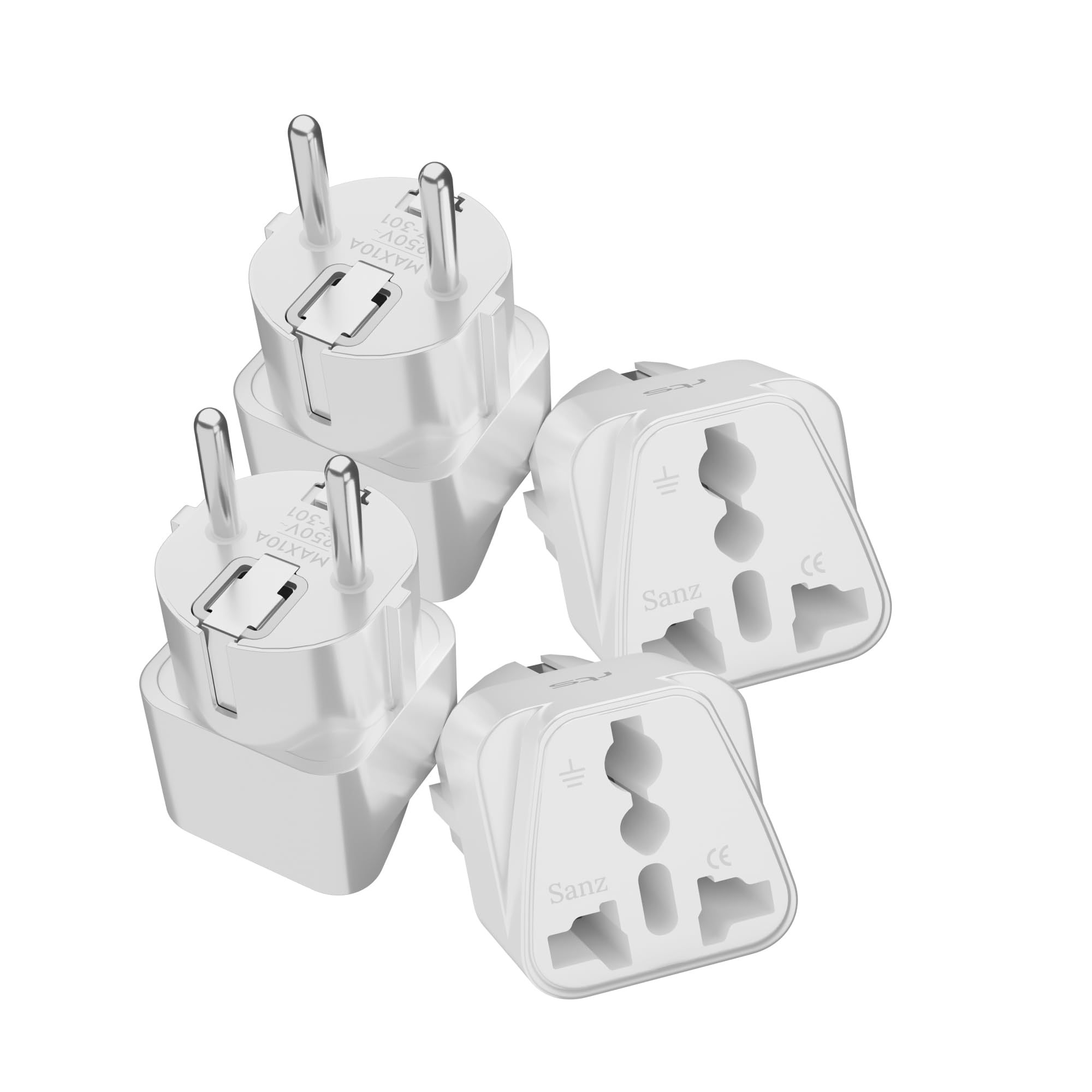 rts Fast Charging India Europe Adapter (Schuko) (4 Pack) Plug European Travel Essentials Plug Adapter, Type E/F, White India to European Europe EU Plug Adapter Converter, Adapter for Europe Plug White-image-22