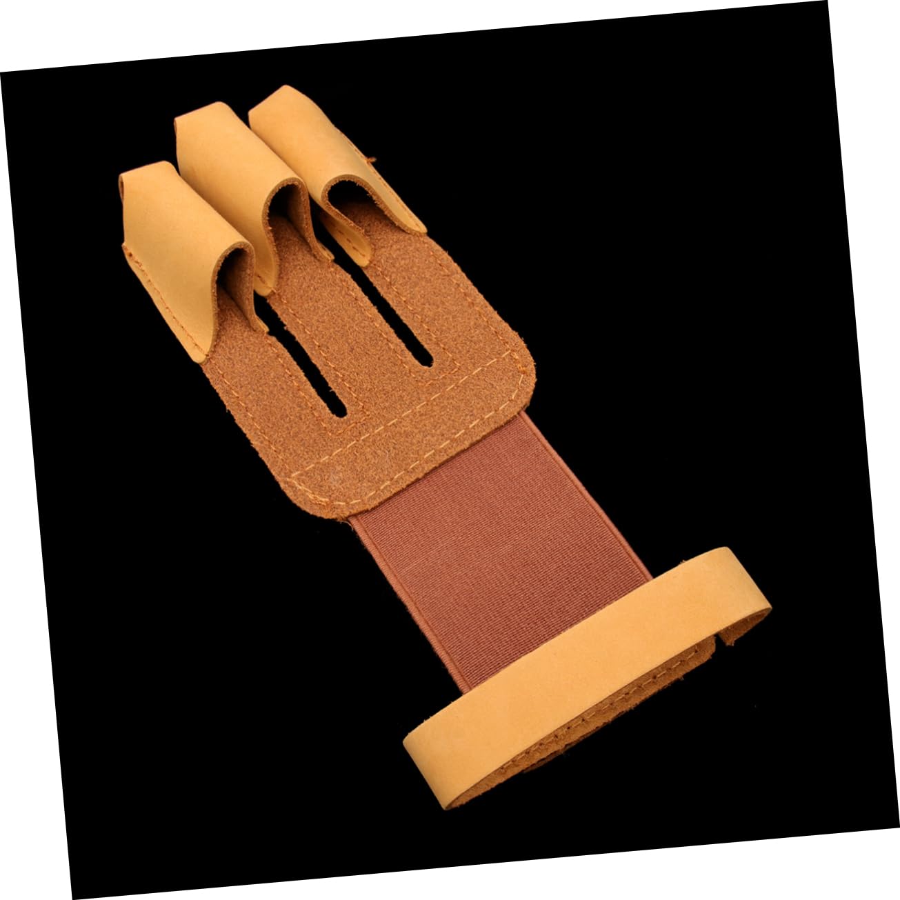 VANZACK 3pcs Outdoor Archery Fingers Gloves for Hunting Durable Brown Shooting Glove Wrist Belt and Reinforced Finger Tips for Enhanced Protection