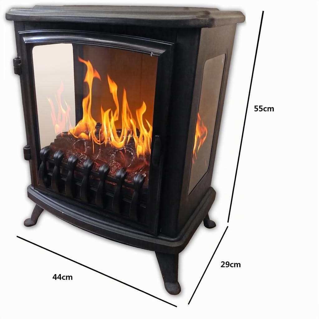 CHEMIN'ARTE Chimenea eléctrica con Efecto Llama Leds, Chimenea Decorativa, con calefacción, bajo Consumo, Inserto de Chimenea