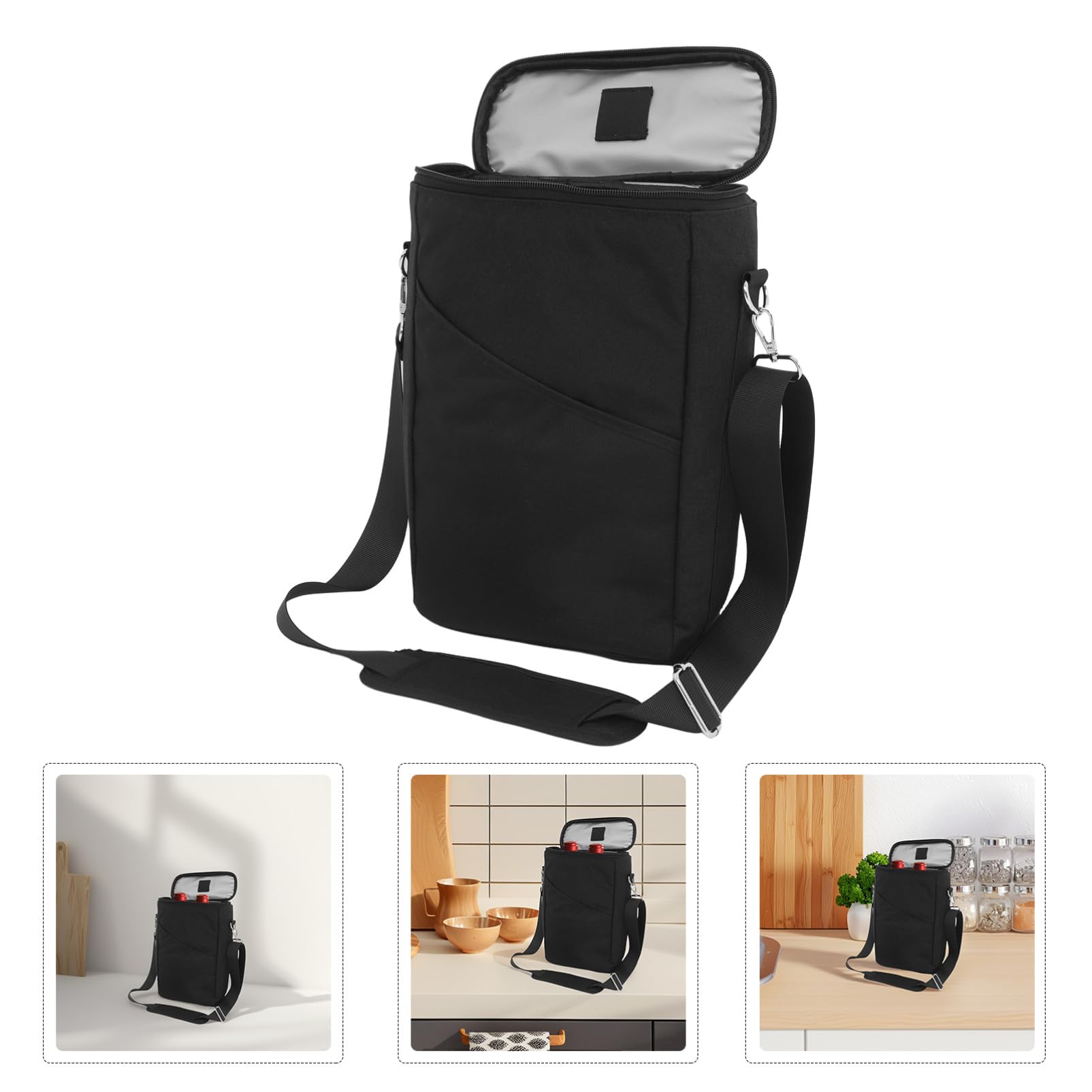 LABRIMP Bolsa Térmica para Vino con Capacidad para Botellas Aislante y Antidesbordamiento con Asa y Correa Ajustable para Picnic Fiestas y Transporte Seguro de Bebidas