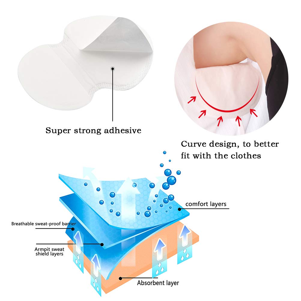 BUYGOO 80 Piezas Sudor Almohadillas Absorbentes de Transpiración Axilas Antitranspirante Pads Suave Protección Contra el Sudor Y Desodorante Manchas Desechables Absorción Sin Olor