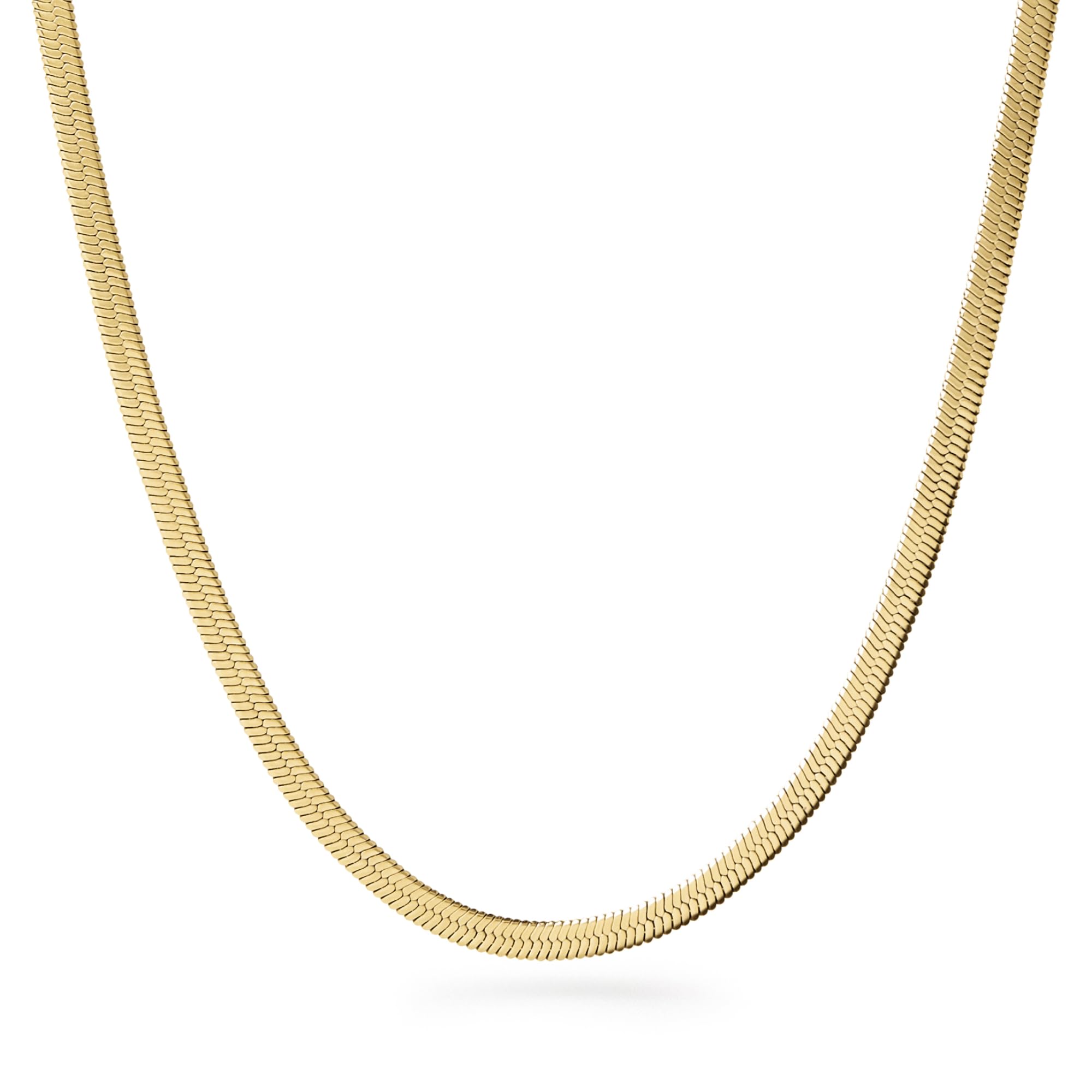 Ana Luisa Ina Herringbone Chain Necklace - 14K Gold Plated & Silver Rhodium Plated Necklace - Easy-To-Layer, Hypoallergenic, Water-Resistant, Tarnish-Free - Herringbone Chain - Adjustable Length