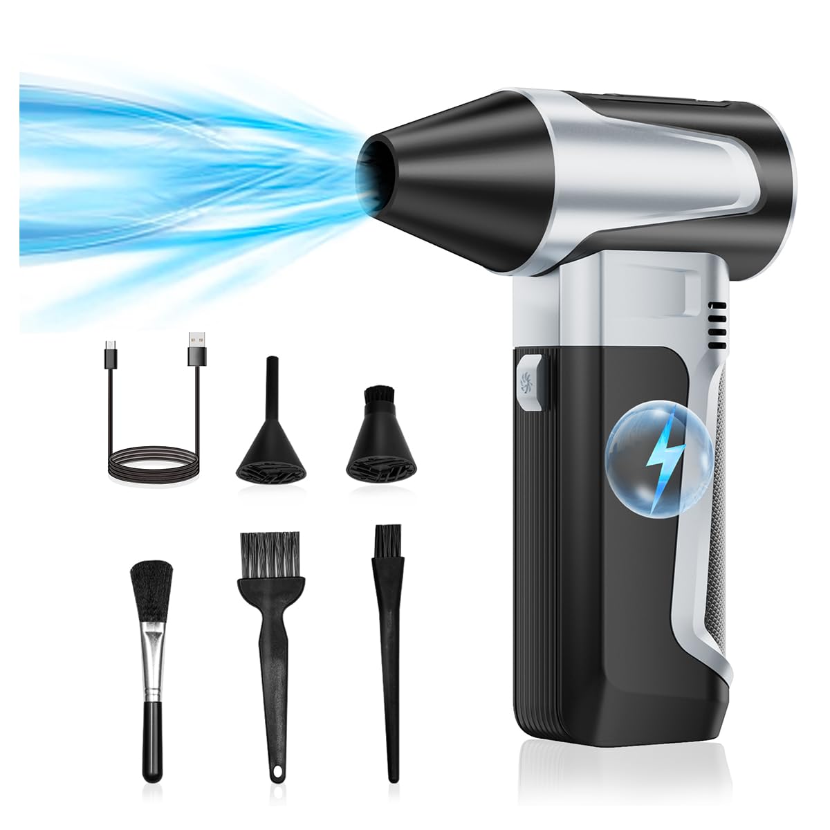 AULMEILA Electric Air Duster 180000RPM, Super Power Cordless Air Blower, Rechargeable Brushless Motor, 3-Speed Adjustable Compressed Air Duster for PC