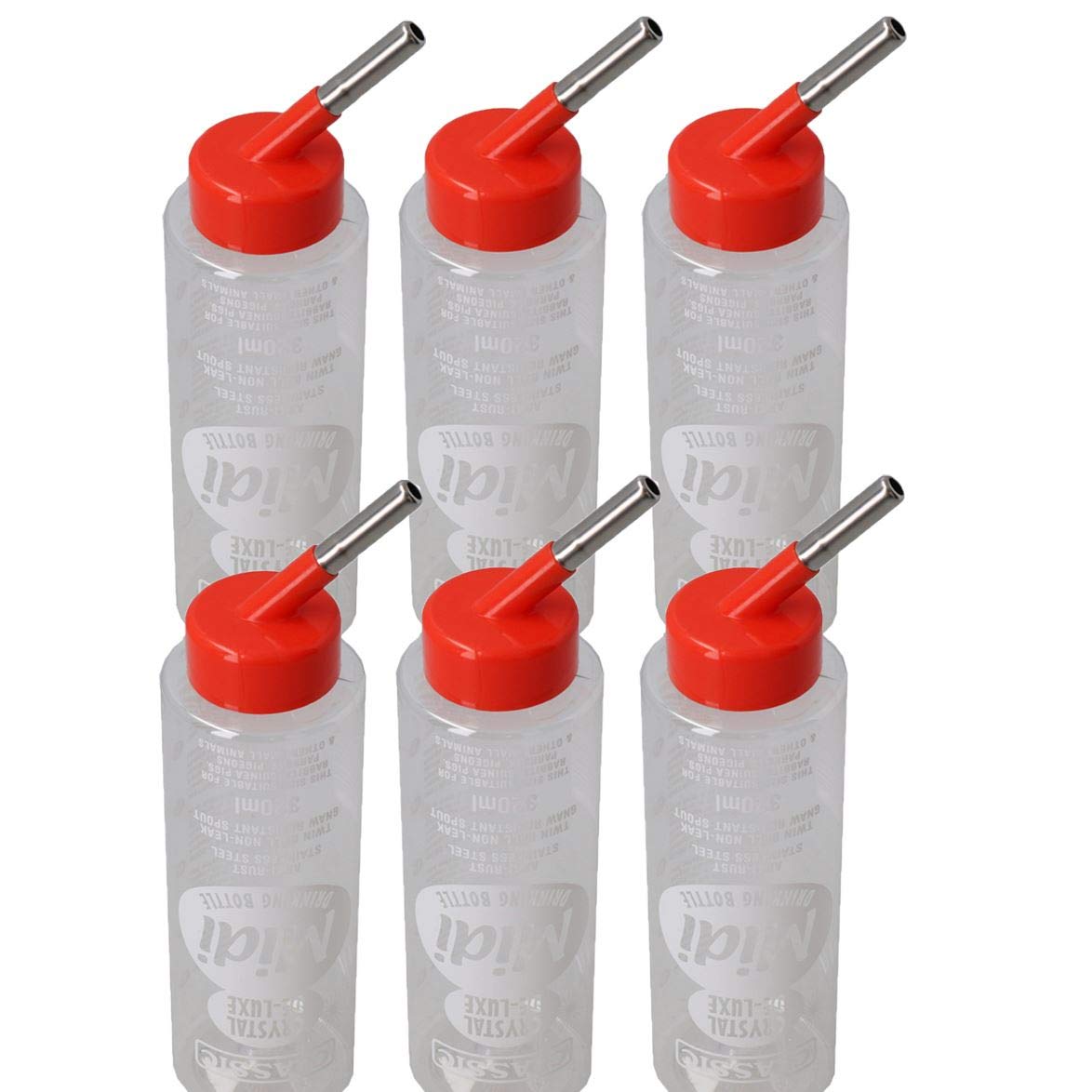 6PK Small Animals 320ml Anti- Rust Twin Ball Gnaw Resistant Sprout Water Bottle