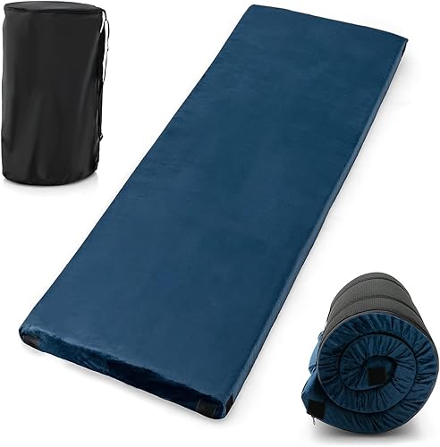 Miniatura 13 de Goplus Colchón de espuma viscoelástica para campamento, almohadilla de dormir portátil enrollable con parte inferior antideslizante, bolsa de viaje,