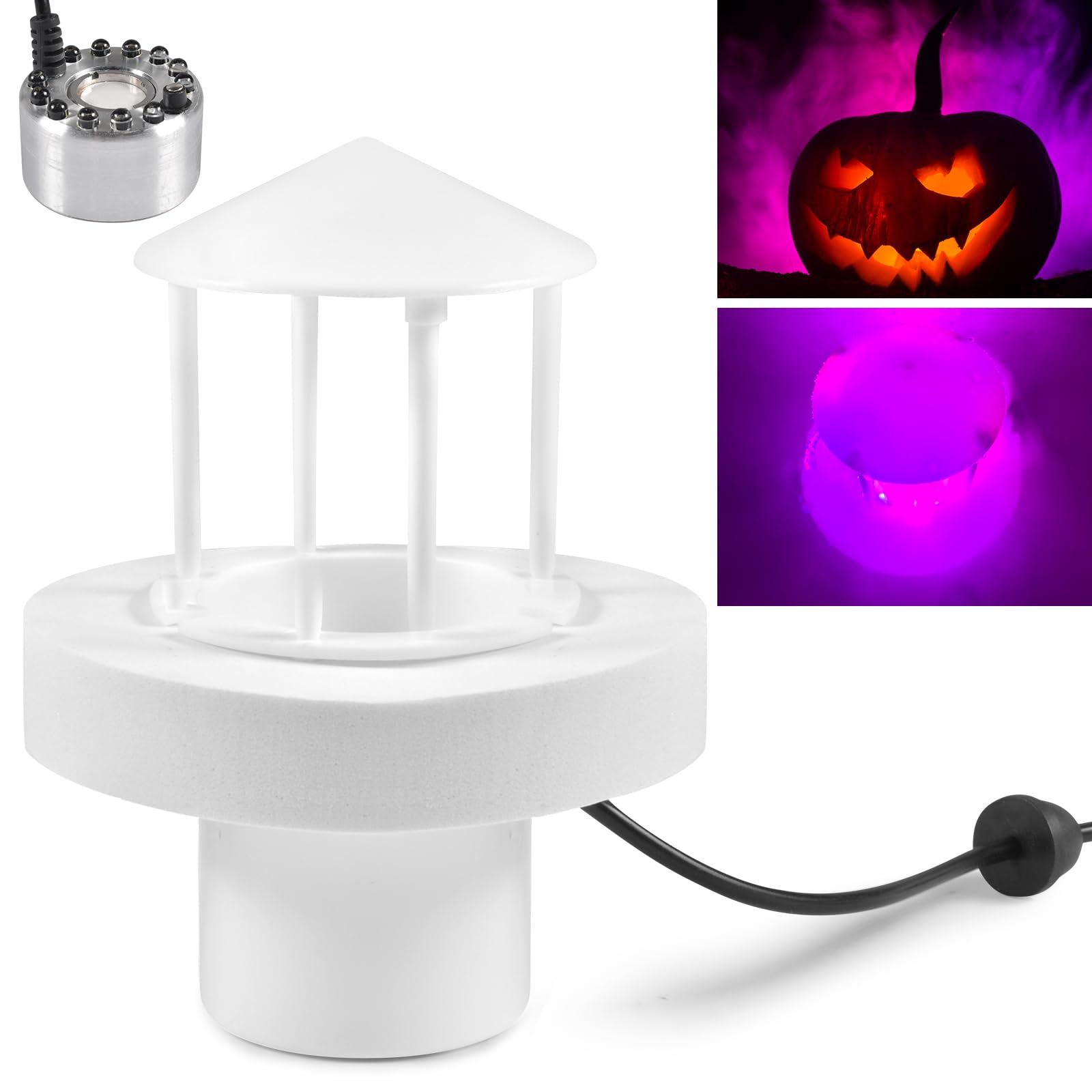 Behogan Ultraschall Nebelmaschine - 12 LED Mini Vernebler Mit Spritzschutz Für Teich Und Deko