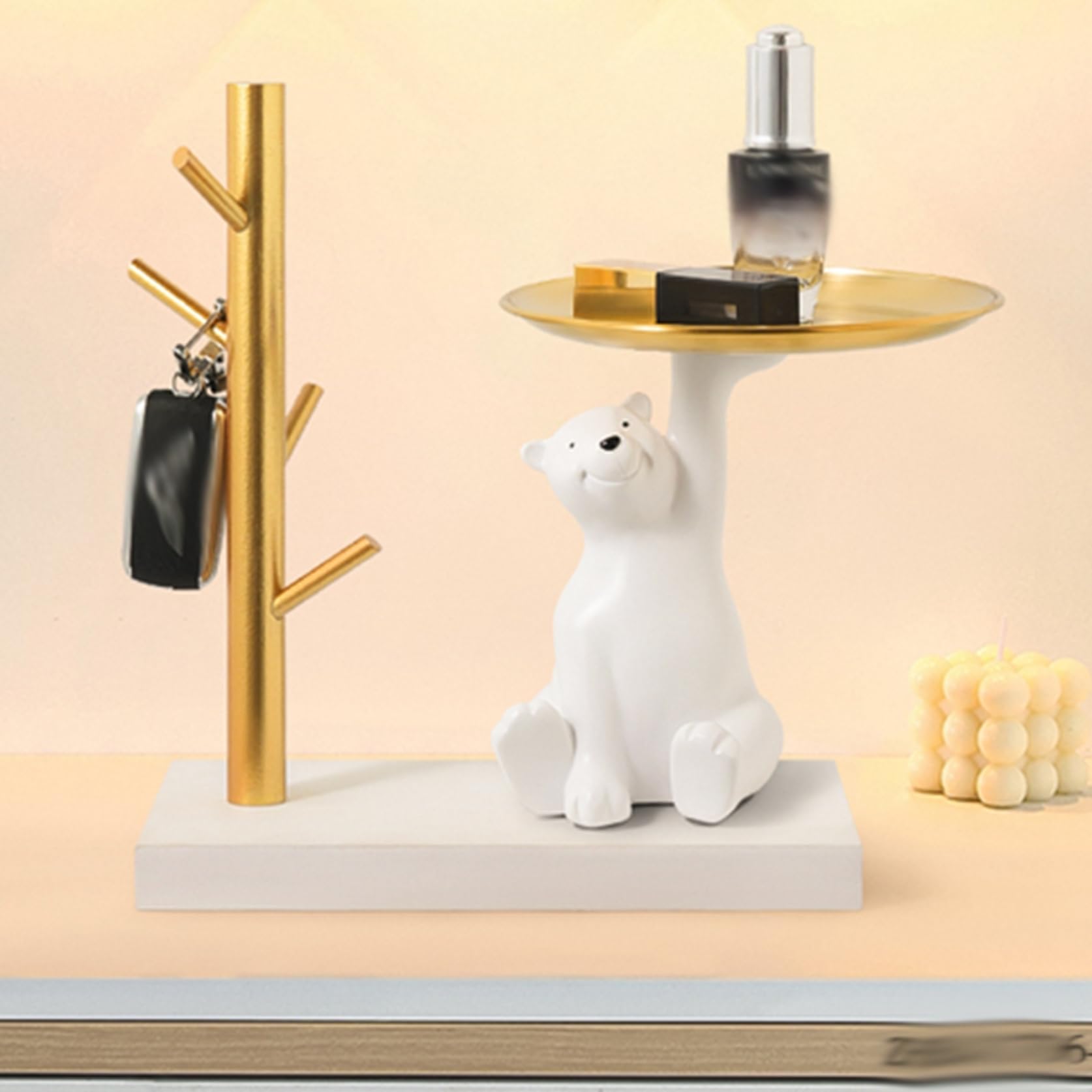 Amazon.co.jp: 鍵置き 玄関収納 皿を持った熊 キー収納トレイ