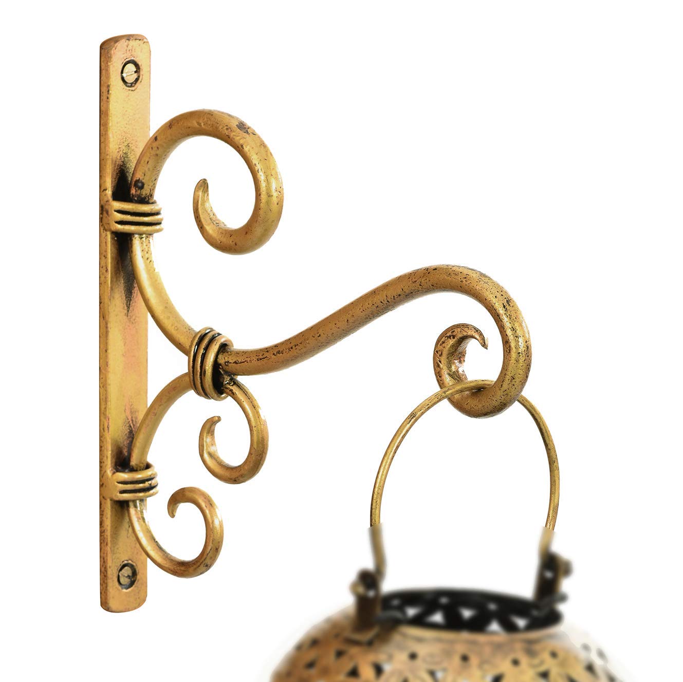 Metal Plant Hanger Wall Hanging Plant Hook for Bird Feeders Planters Lanterns Wind Chimes Hanging Baskets Ornaments String Lights Indoor Outdoor Balcony etc (Pack of 1, Golden)-image-19