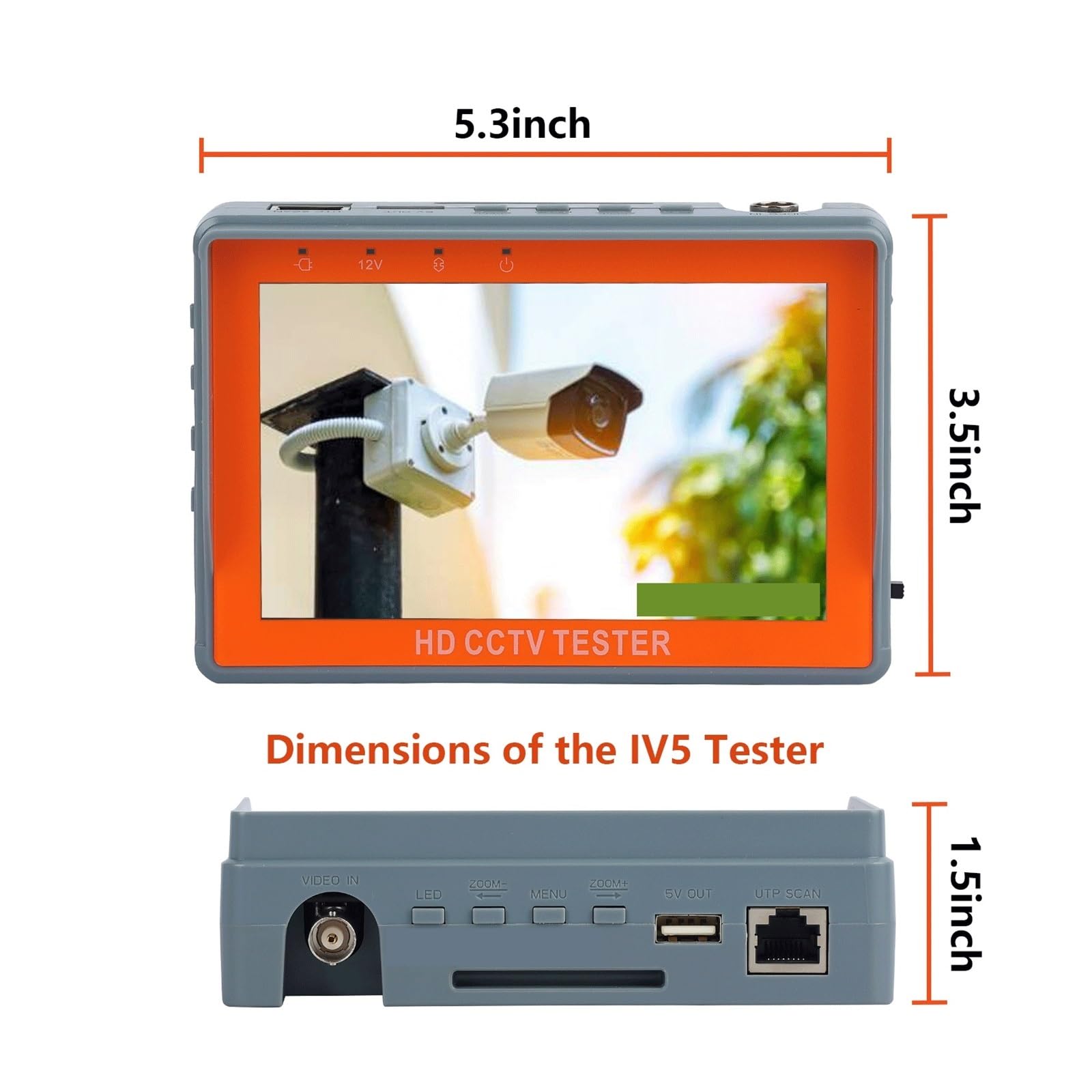 Tester CCTV, Profesjonalny Tester Telewizji Przemysłowej 8MP AHD TVI CVI CVBS Kamera Ochrony Koncentryczny Tester HD Z Kontrolerem PTZ Test Kabla UTP Wyjście DC 12V,Lekki(IV5)