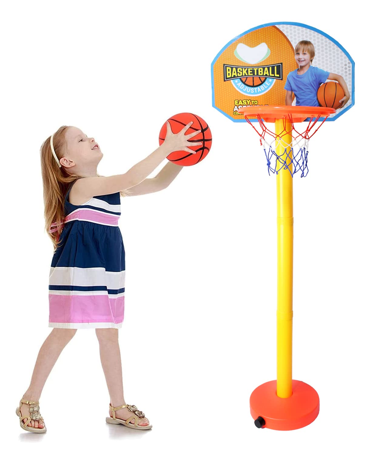 Prime Adjustable Height Basketball Hoop Set with Stand and Ball Indoor Outdoor Sport Games/Toys for Boys and Girls for Gifting Pack of 1 (B0B6BV85G8) Amazon Price History, Amazon Price Tracker