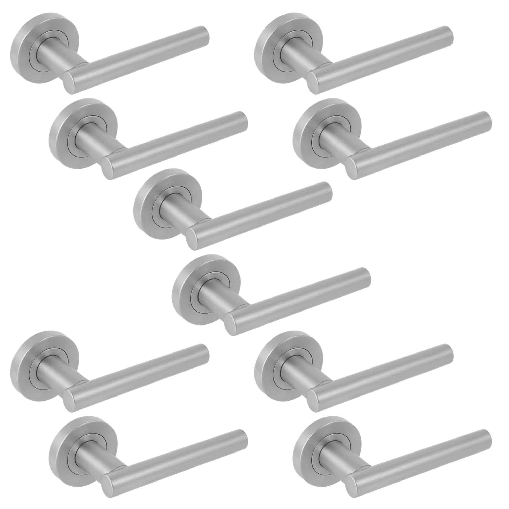 Hunta HANDLEZONE® 5 Sets Solus Lever On Round Rose Door Handles, Internal Passage Latch Handles - Satin Chrome