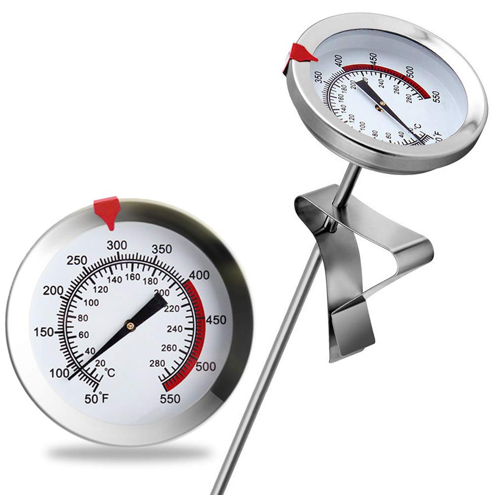 GREENRAIN Mechanical Meat Thermometer Instant Read, Long Stem, Waterproof, No Battery Required, Stainless Steel Deep Fry Thermometer for Turkey, BBQ, Grill 8 inch GR-12-02