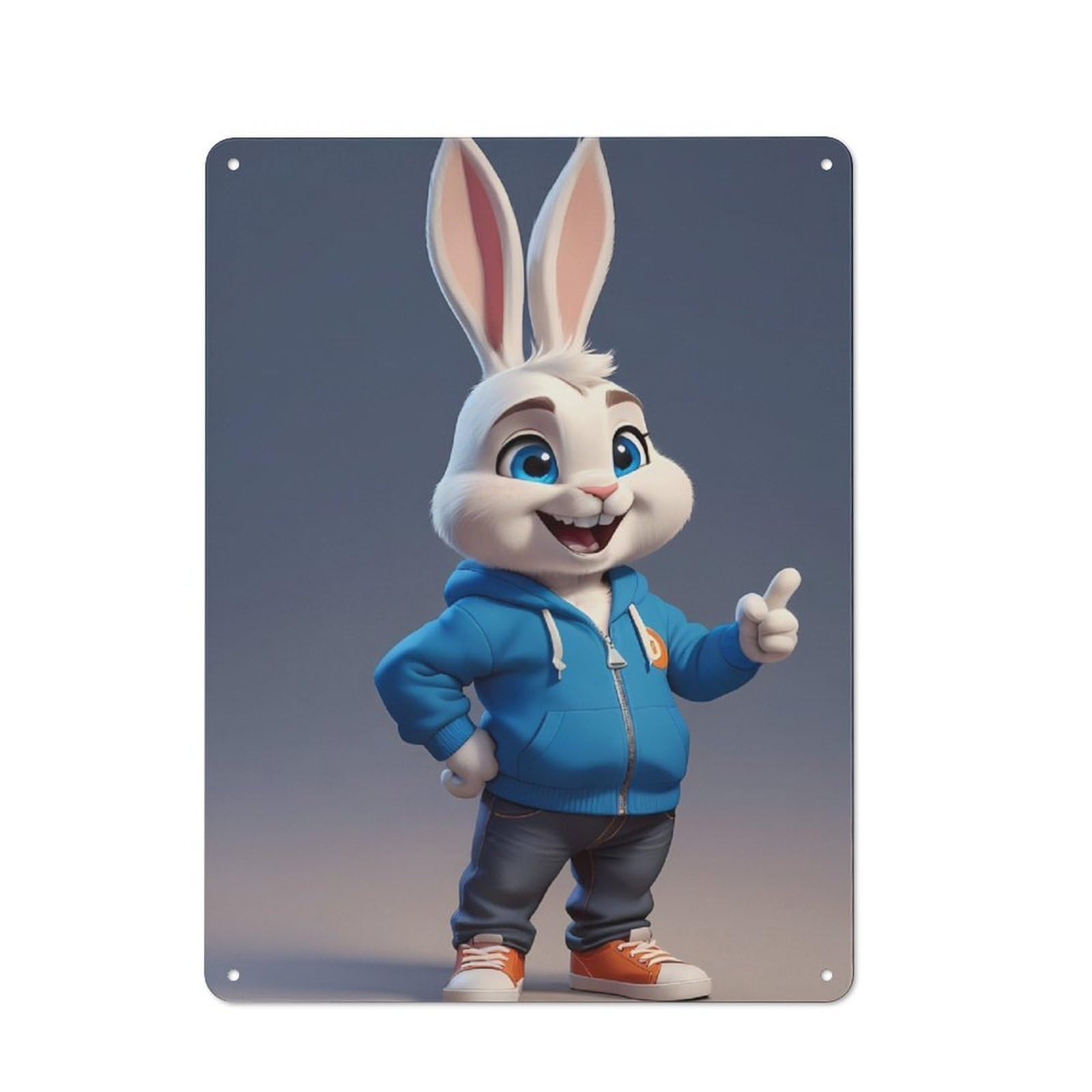 Junmoney Cute Bunny Rustic Tin Wall Plaque 40X30cm For Home Bar Wall, For Vintage Wall Decor Fans, For Living Room And Hallway Decor