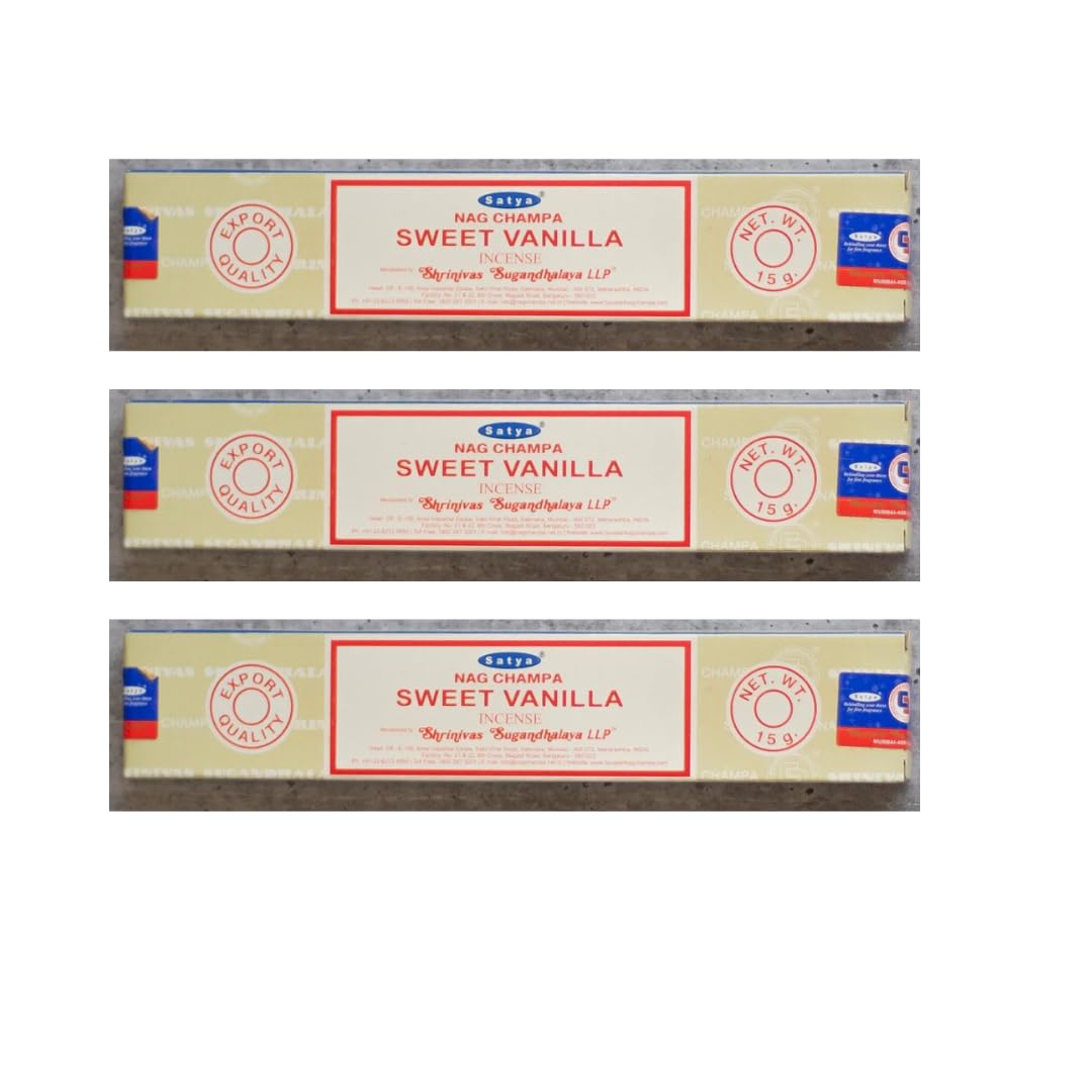 Sathya Nag Champia Sweet Vanilla Incense Sticks 15G I Used for Aromatherapy, Spa, Yoga, Weddings, Meditation, Healing, Positivity and Relaxation I Pack of 3