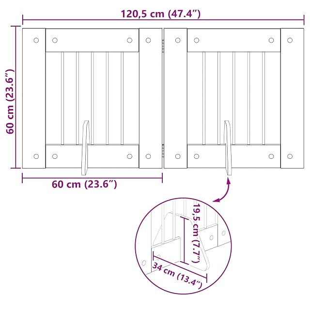 Foto 3 de 8 de vidaXL Puerta para Perros Plegable con Soportes 6 uds. Roble Negro