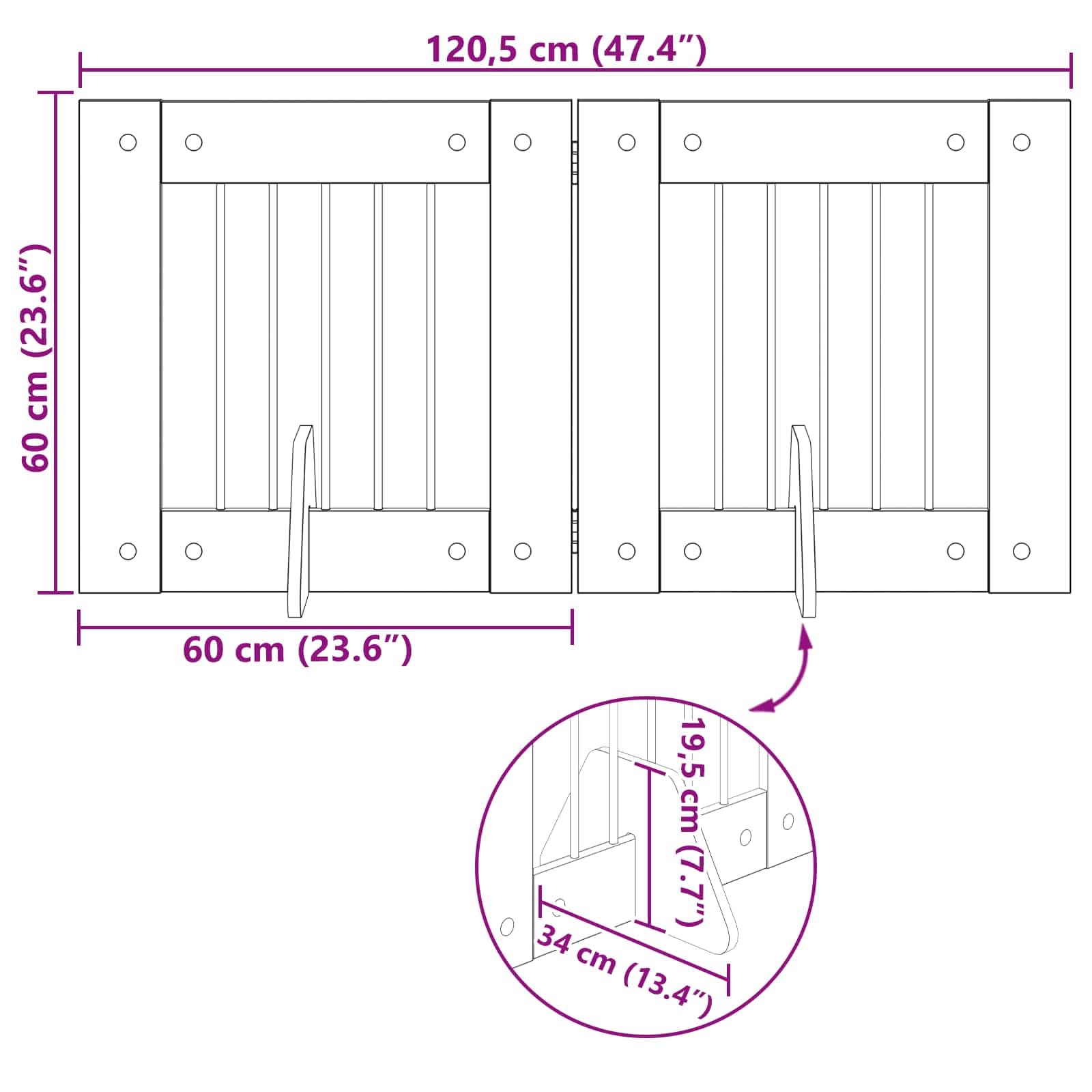 Puerta para perros con soporte, 2 unidades, roble Artisan, 60 x 60 cm, plegable, plegable, modular, ampliable, para interior y exterior, protección y cierre seguros