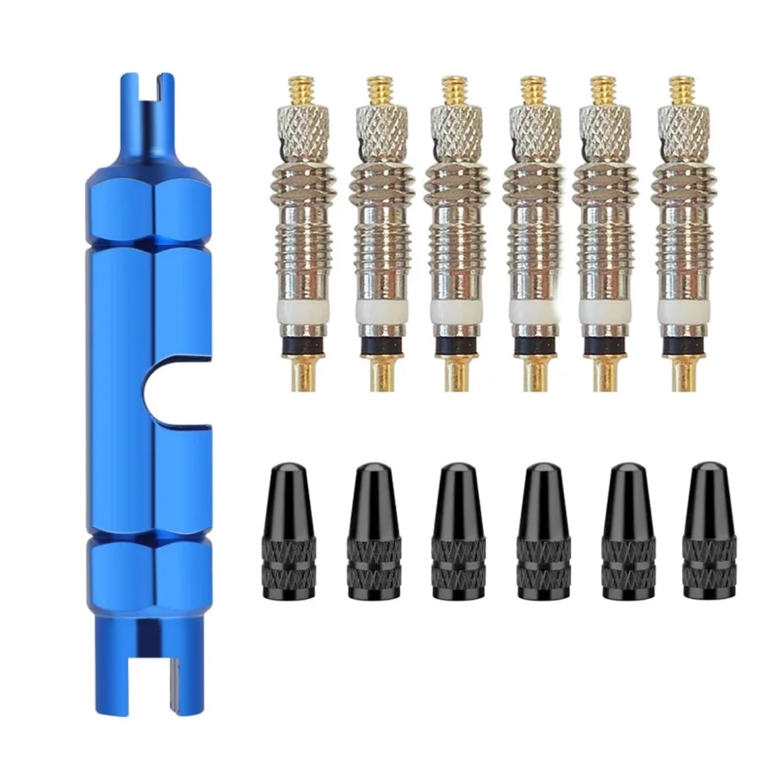 Dymkie 6Pcs Blue 6/12Pcs Bicycle Removable Valve Core Bike Replacement Brass Tubeless Remover Tool For Road(6Pcs Blue)