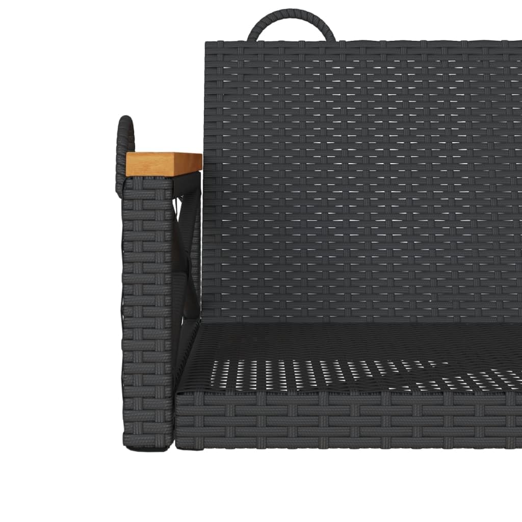 Banco Columpio de ratán sintético Negro 63x62x40 cm, Columpio Jardin Exterior, Balancin Jardin Exterior, Muebles Jardin Exterior, Balancin Balcon - 368170